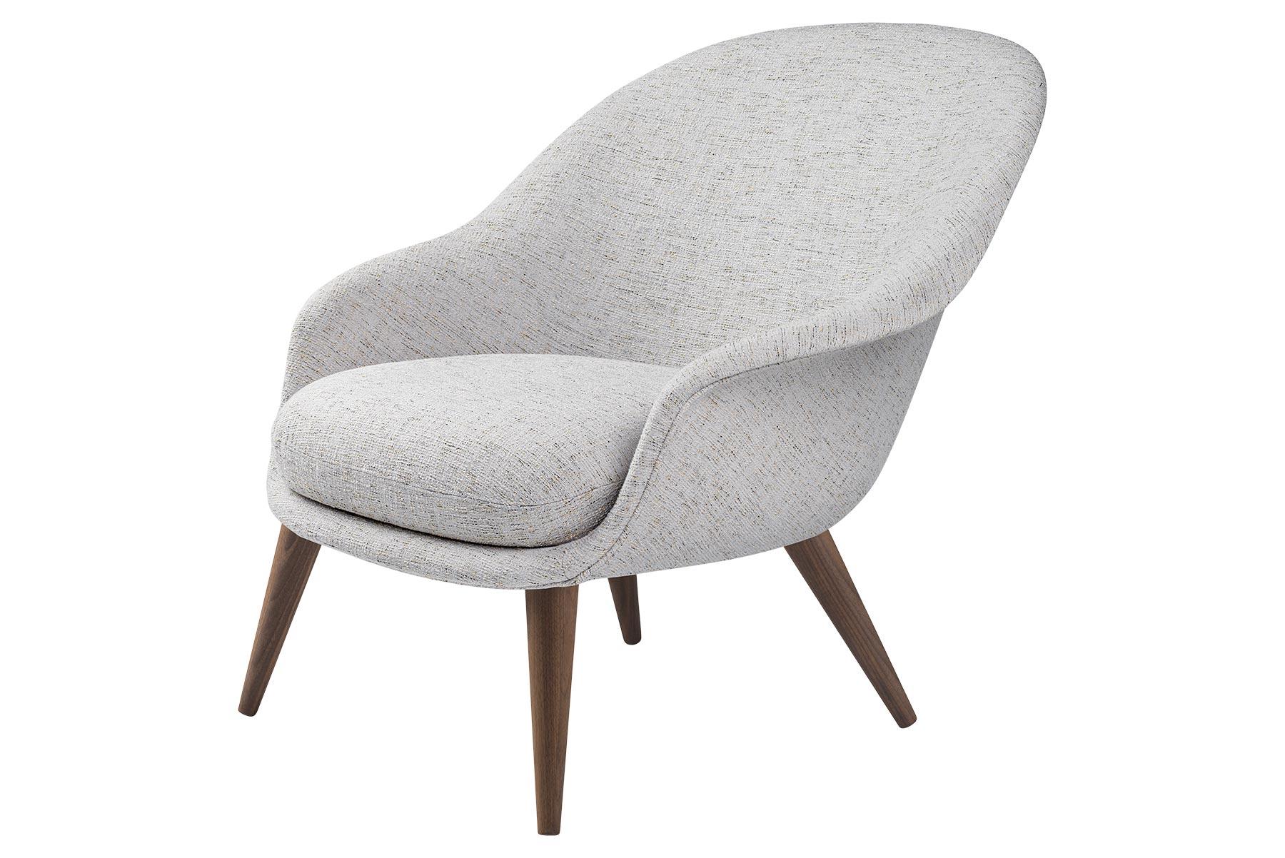 Danish Bat Low Back Lounge Chair, Fully Upholstered, Oak Base For Sale