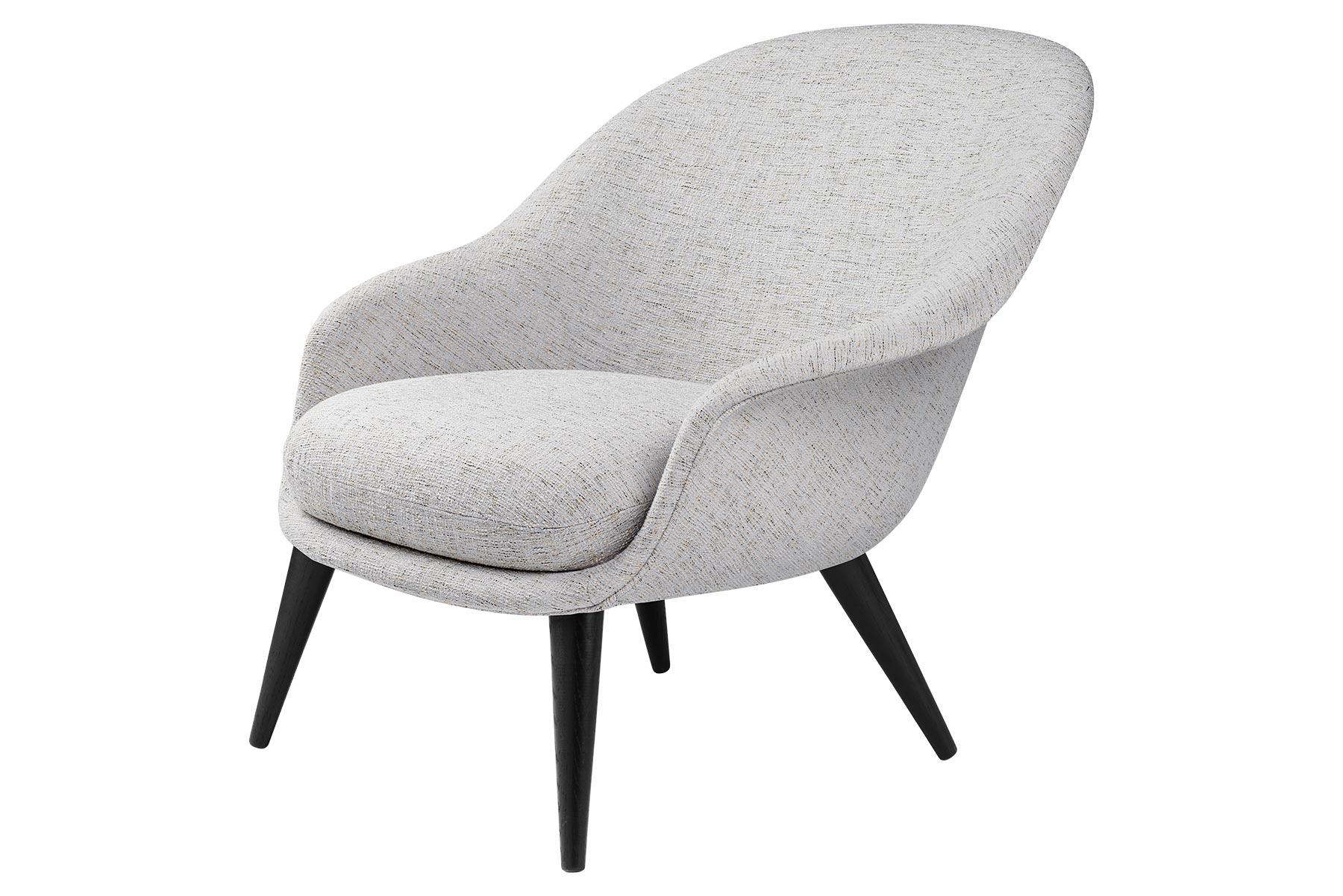 Contemporary Bat Low Back Lounge Chair, Fully Upholstered, Oak Base For Sale