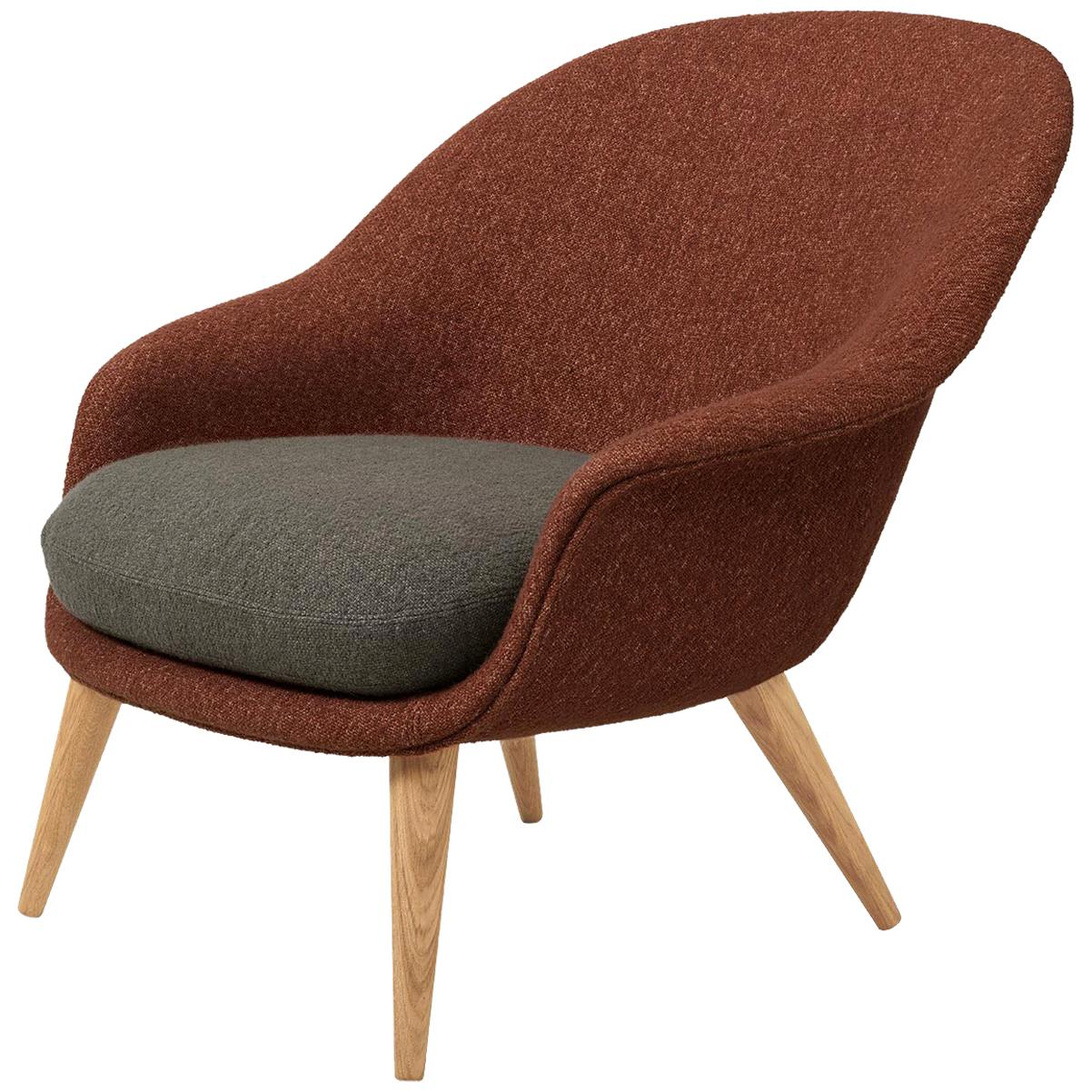 Bat Low Back Lounge Chair, Fully Upholstered, Oak Base