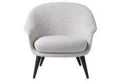 Bat Low Back Lounge Chair, Fully Upholstered, Stained Oak Base