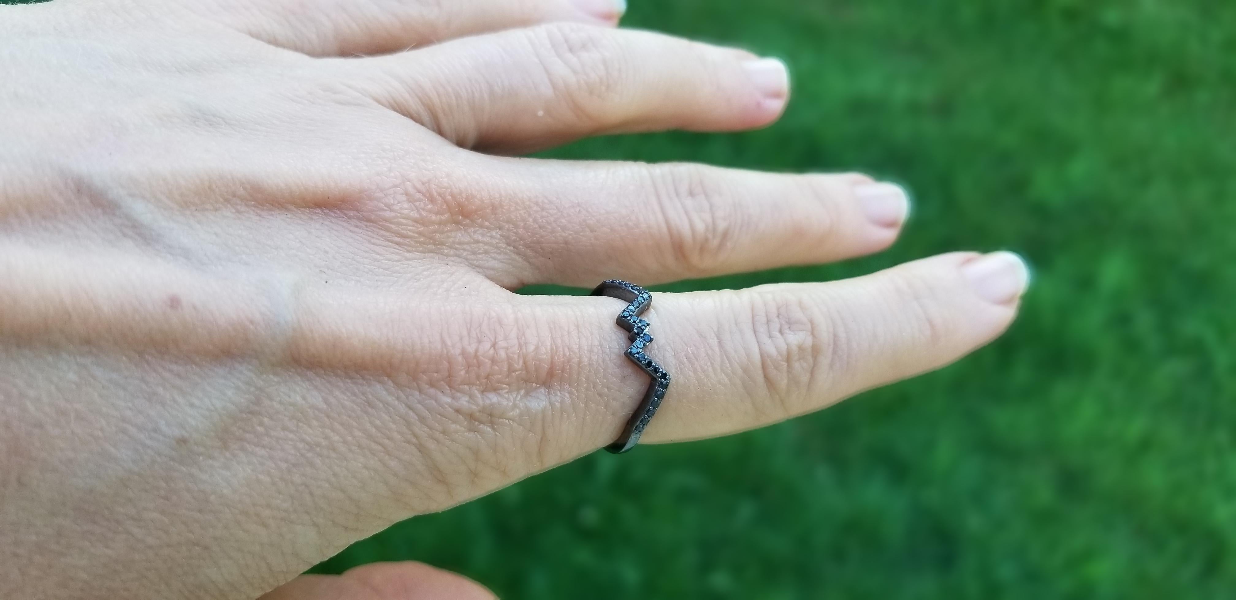 Bat Totem ring with black pavé diamonds