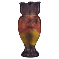 “Bat Vase” Art Nouveau Cameo Glass Vase by Daum Frères, circa 1900