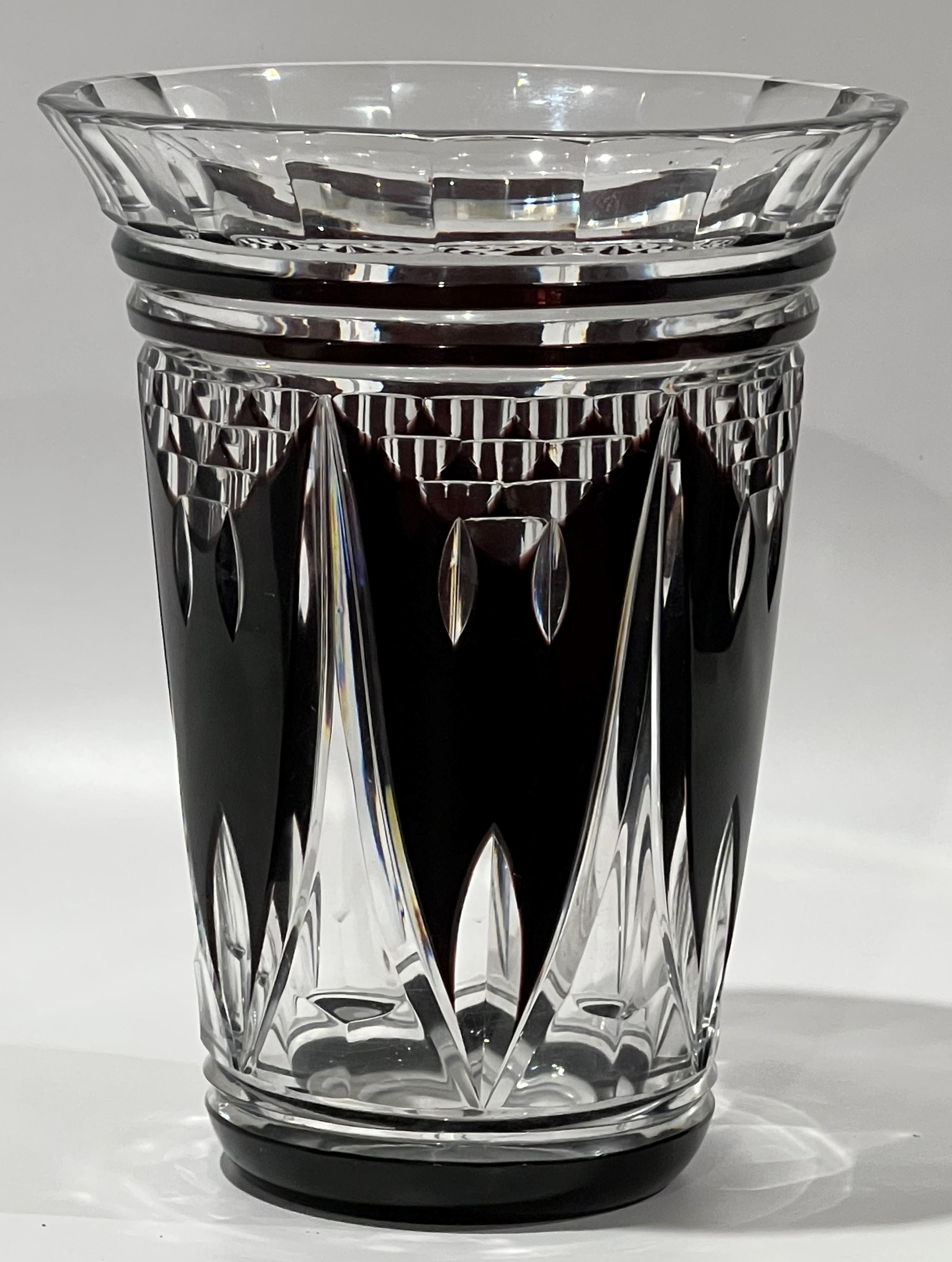 Art Deco Bat pattern cut crystal vase
Attributed to Charles Graffart (1873-1967) Val Saint Lambert circa 1928

Charles Graffart is described in the British Museum Curatorial notes as the most talented cutter at the factory and was known for