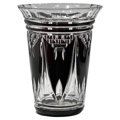 Vaso a pipistrello in cristallo tagliato Val Saint Lambert Attribuito a Charles Graffart