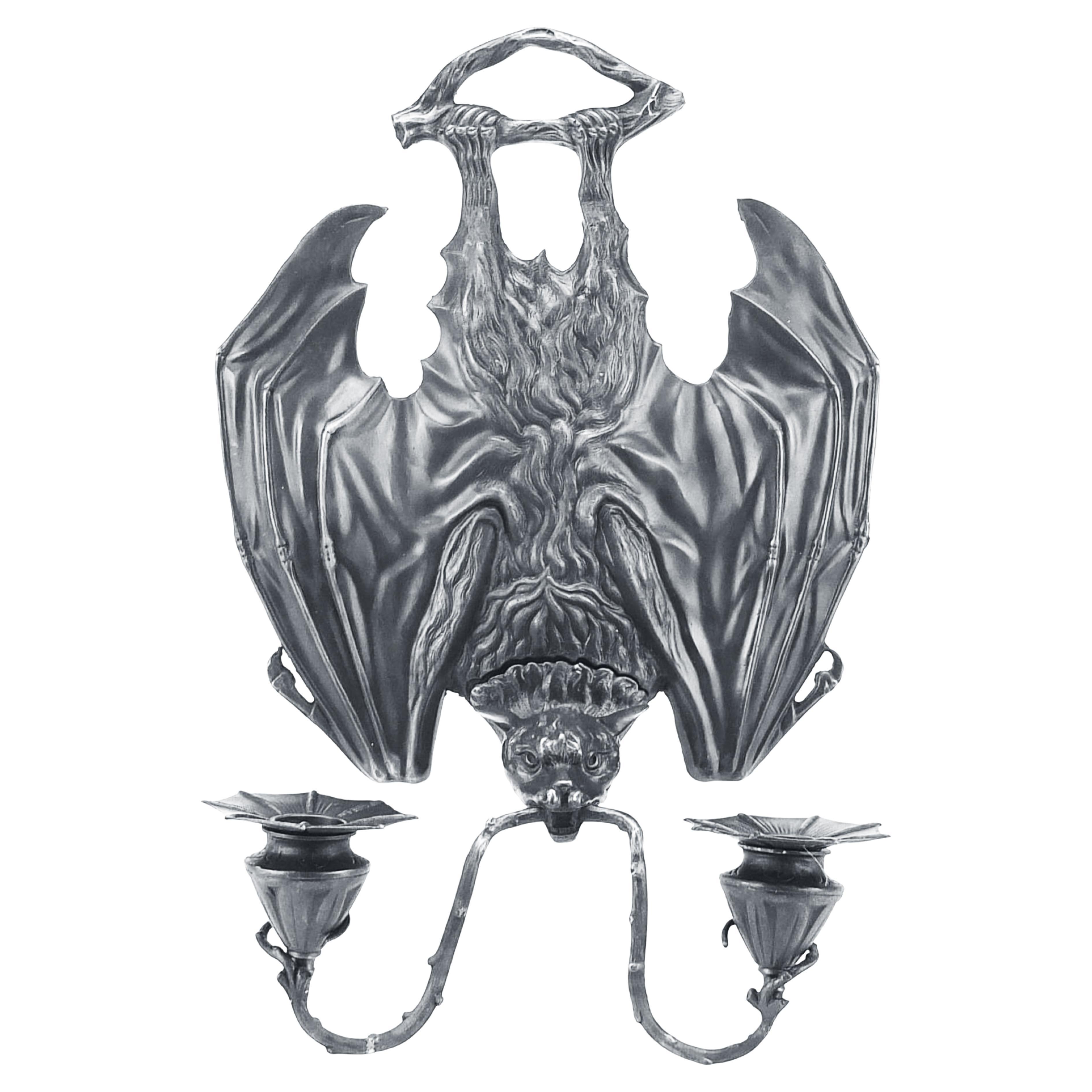 Bat Wall Light Silver Plated Victorian Style very Decorative For Sale