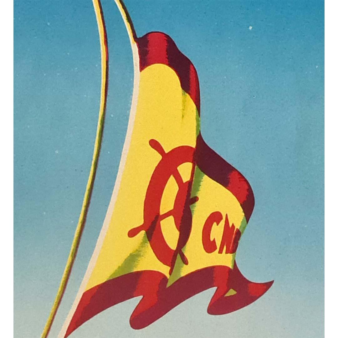 CIRCA 1950 Original-Reiseplakat lädt Sie auf die idyllische Insel Bendor ein im Angebot 1