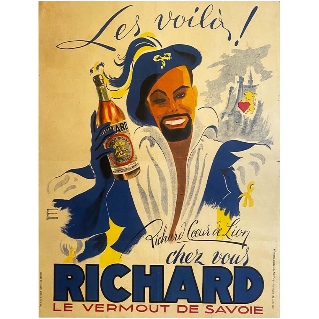 Original poster made in 1930 to promote Vermouth Richard - Alcohol advertising - Print by Bataille