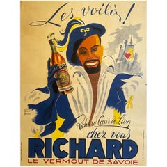 Antique Original poster made in 1930 to promote Vermouth Richard - Alcohol advertising