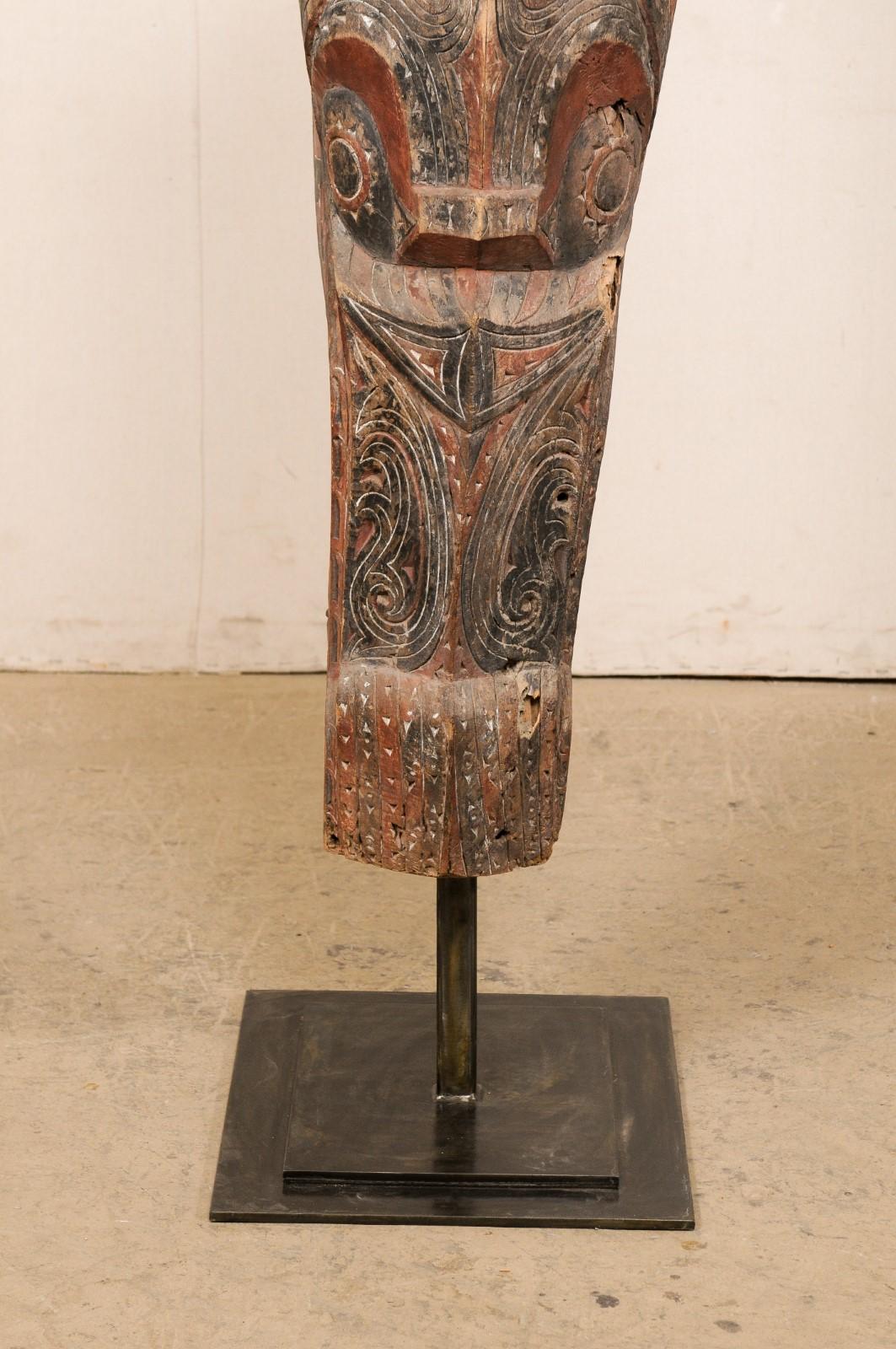 Indonesian Batak Architectural Fragment w/ Custom Stand For Sale