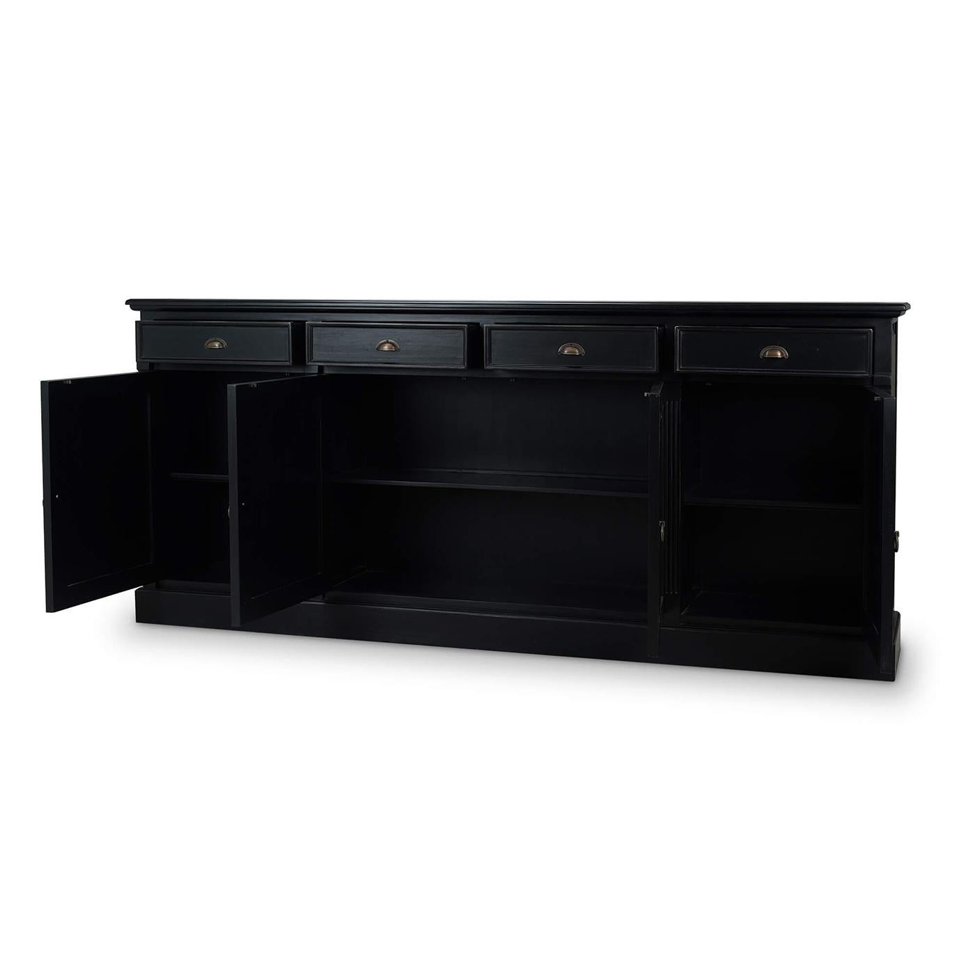 Asian Batavia Black Rustic Country Sideboard For Sale