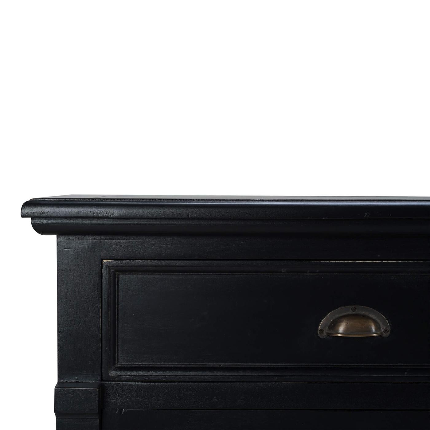 Wood Batavia Black Rustic Country Sideboard For Sale
