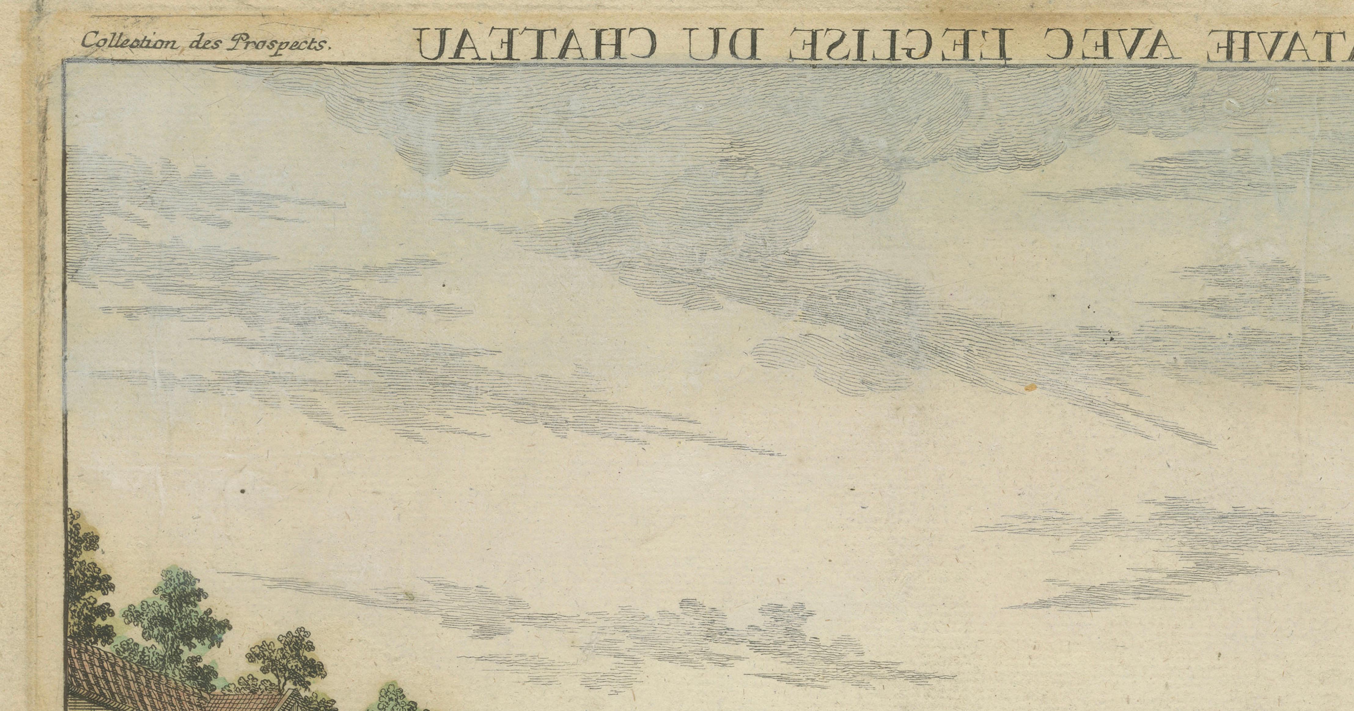 Hof der Schlosskirche von Batavia - Vue d'Optique, Indonesien um 1770 im Angebot 1