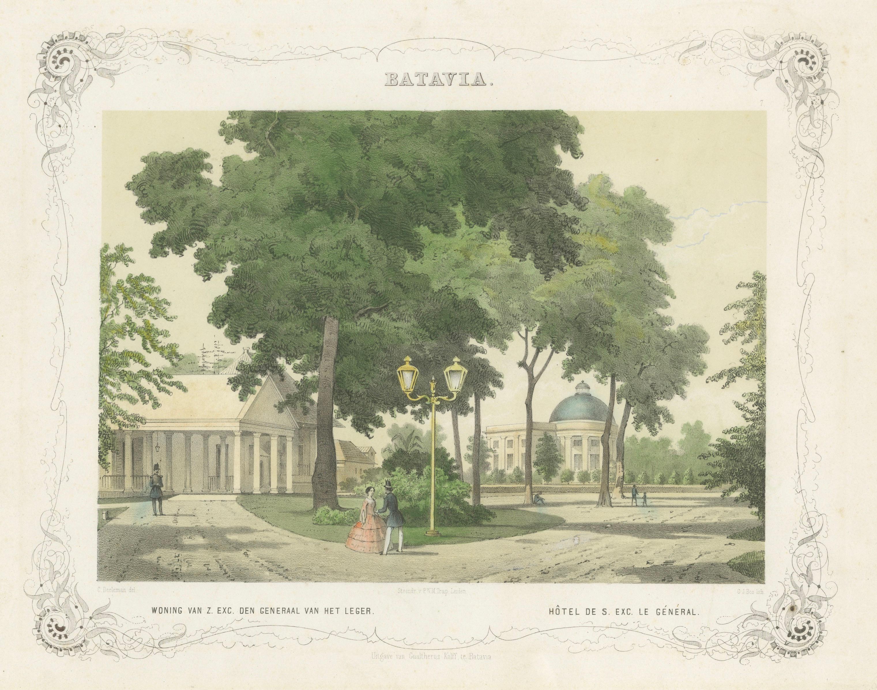 Batavia General's Residence & Governor's Hotel, Jakarta Lithograph, 1860
