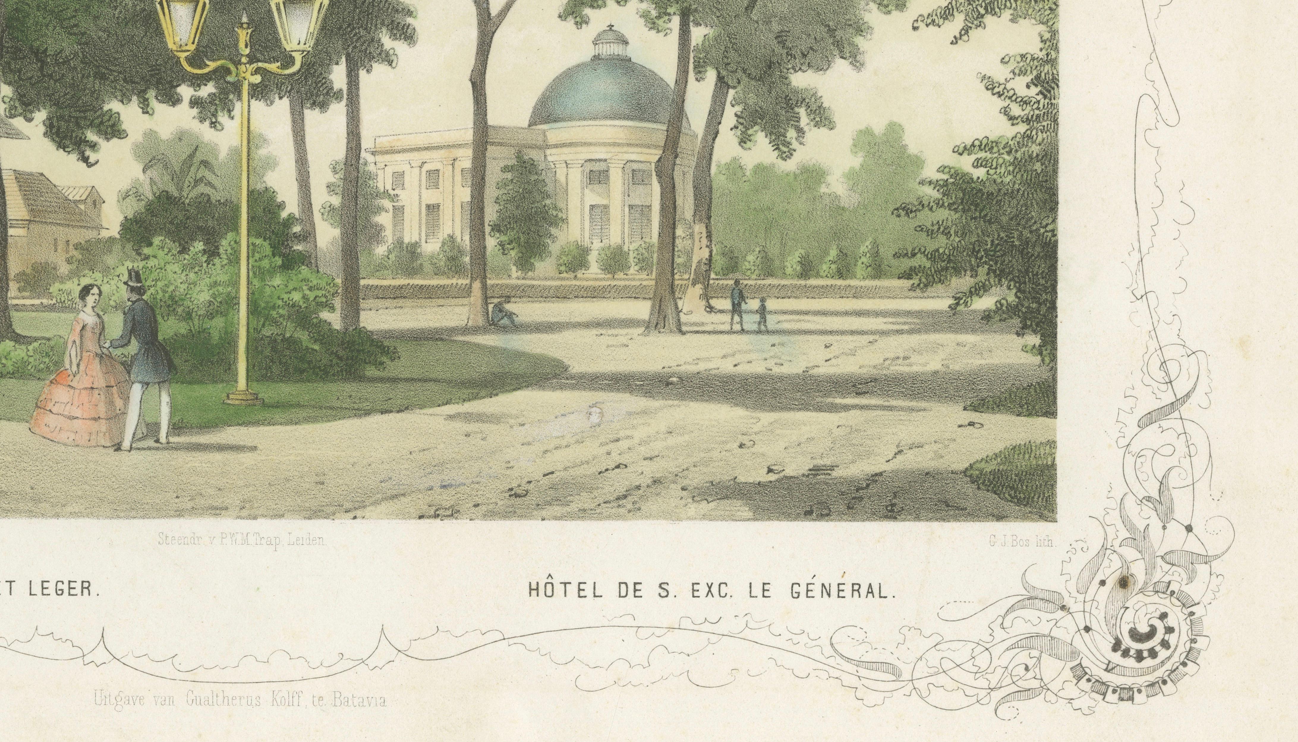 Batavia General's Residence & Governor's Hotel, Jakarta Lithograph, 1860