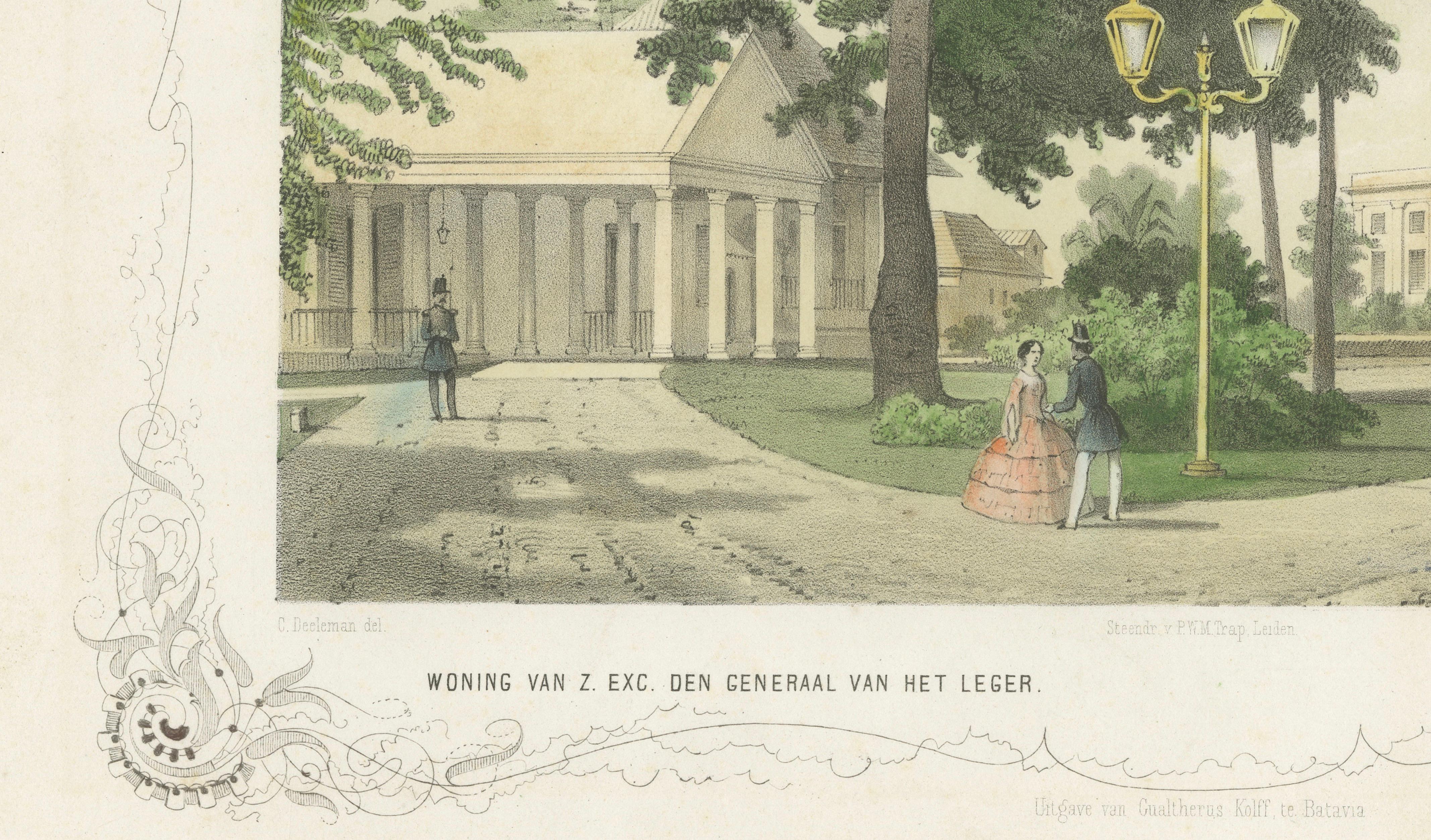 Batavia General's Residence & Governor's Hotel, Jakarta Lithograph, 1860