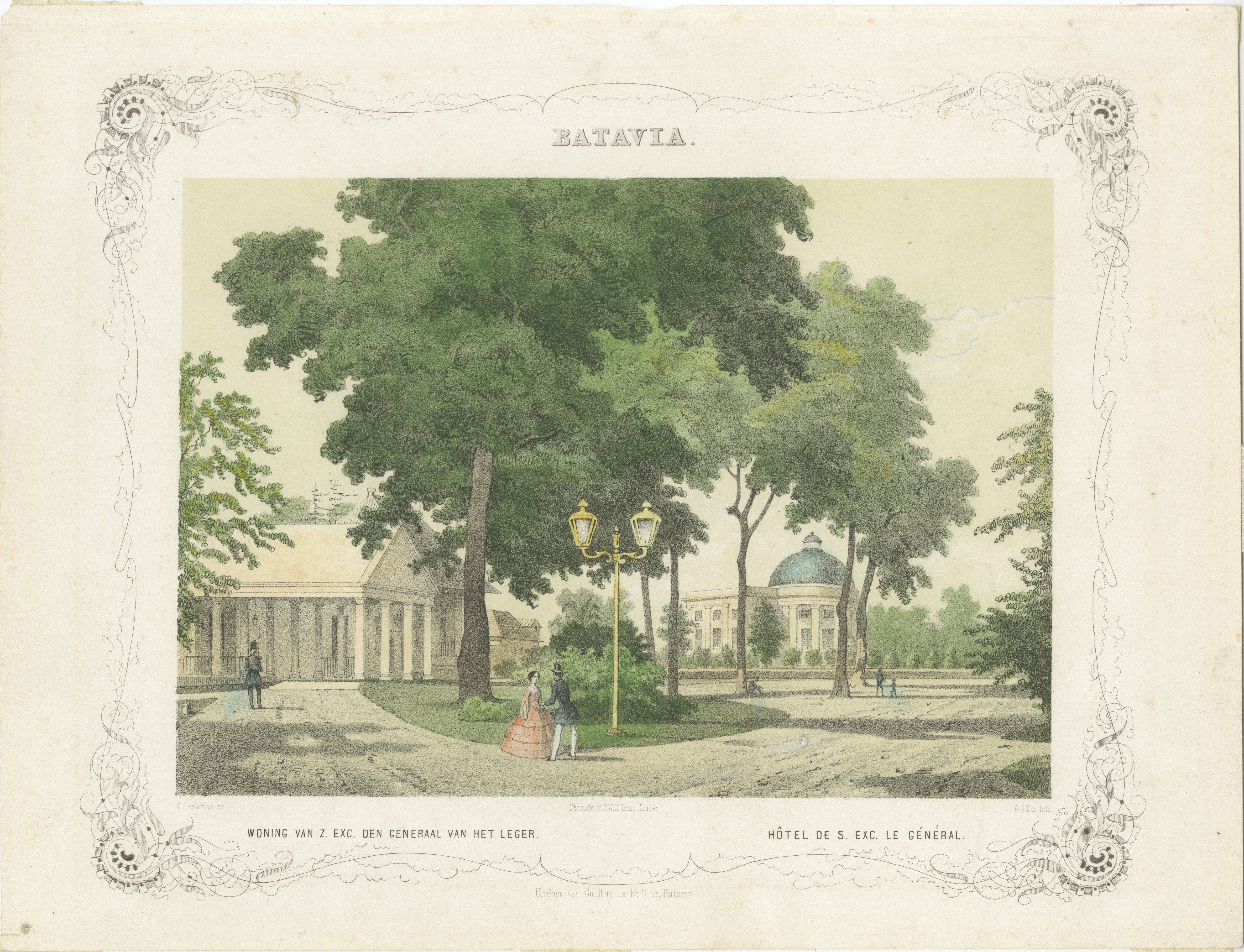 Batavia General's Residence & Governor's Hotel, Jakarta Lithograph, 1860 For Sale