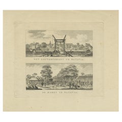 Batavia Market Scenes & Government House – Antique Prints VOC Period, c.1780