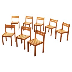 Batch of Used French stacking chairs made of beech wood, 1960