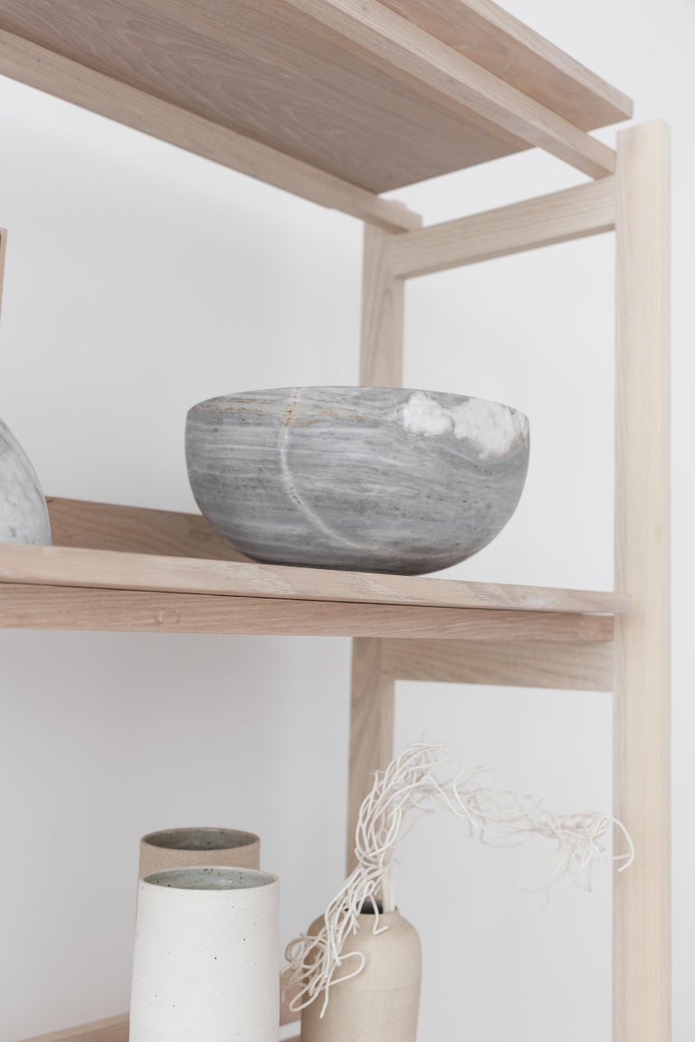 Batea Ash Wood Bookcase with White Oak Veneer Shelves For Sale at