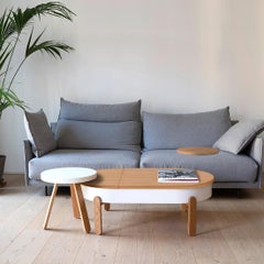 Batea L Coffee Table, Oak & White