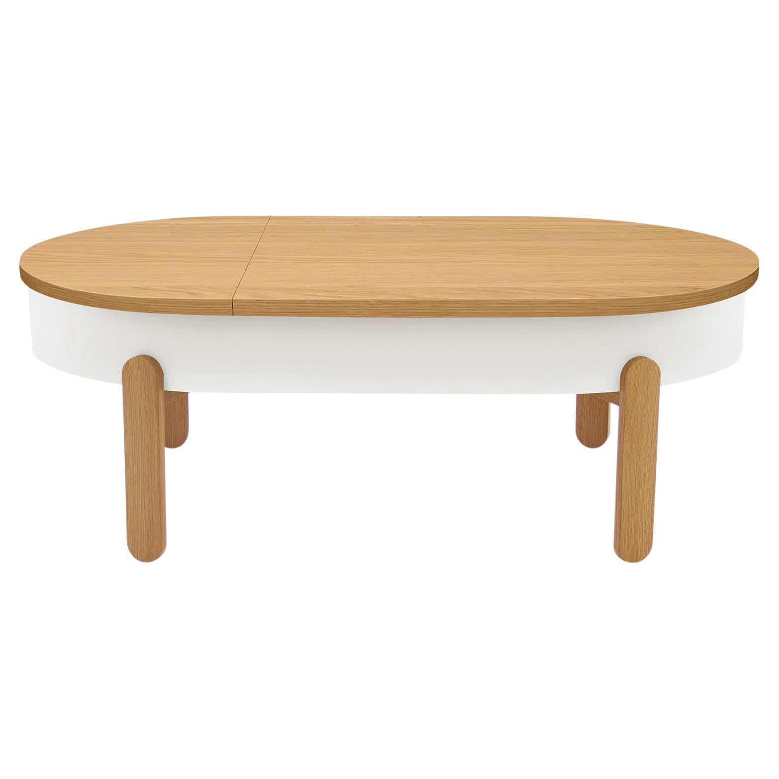 Batea L Coffee Table, Oak & White For Sale