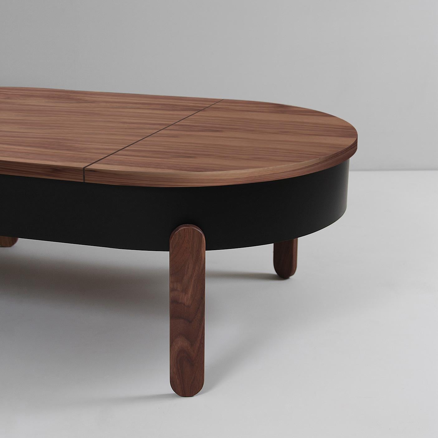 Batea L Coffee Table, Walnut & Black In New Condition For Sale In Madrid, Madrid