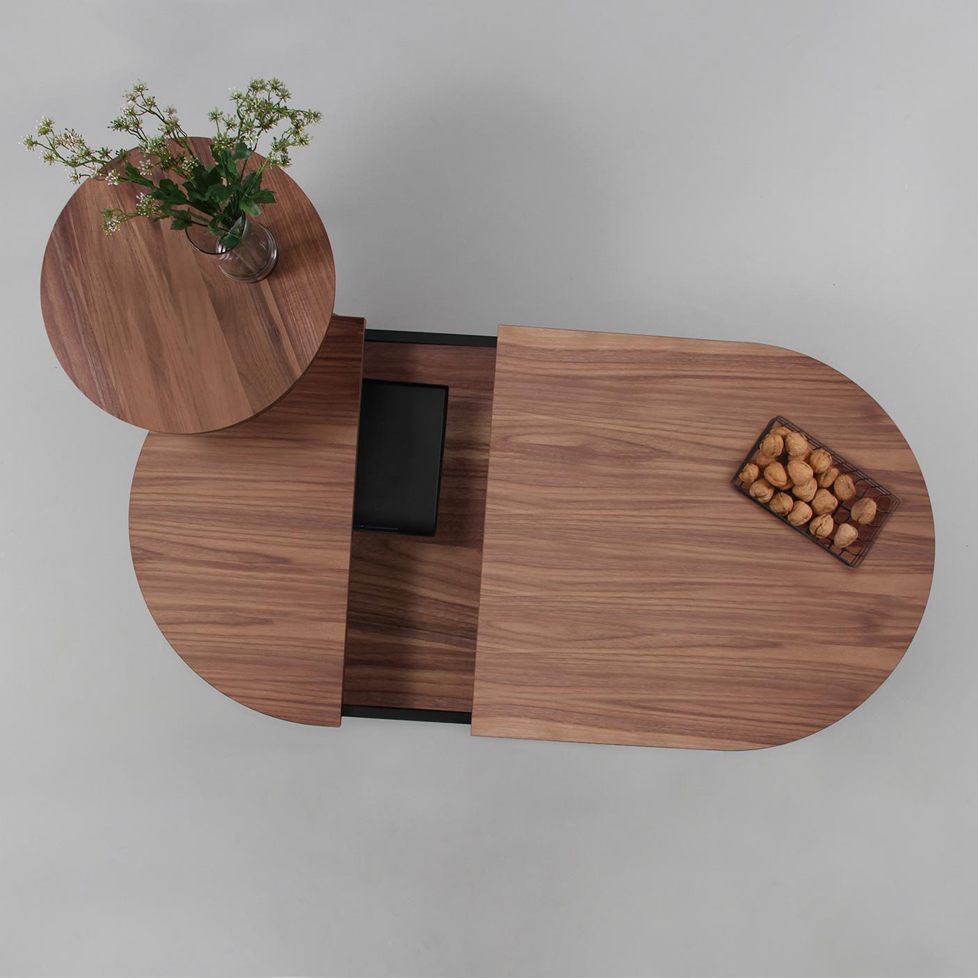 Contemporary Batea L Coffee Table, Walnut & Black For Sale