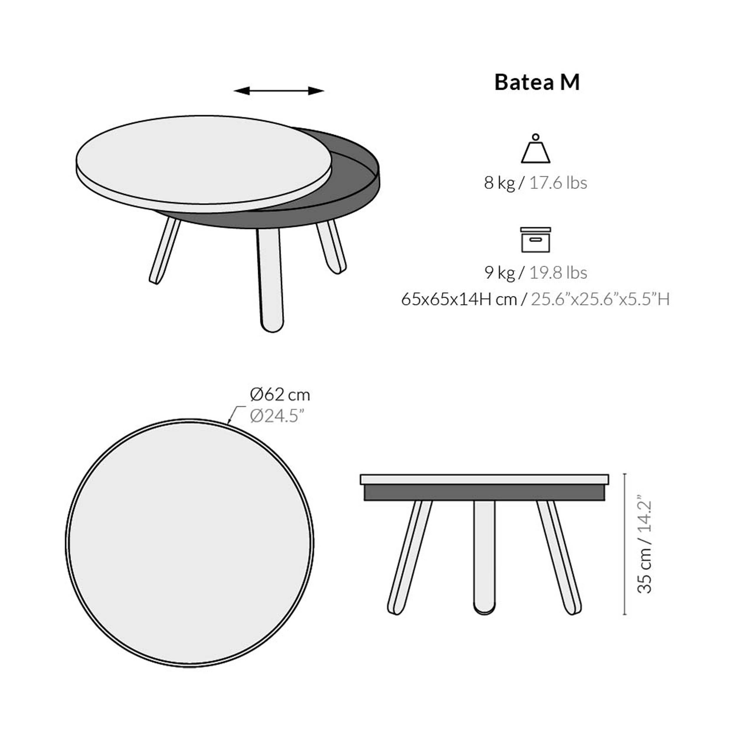 Metal Batea M Coffee Table, Oak & Black For Sale