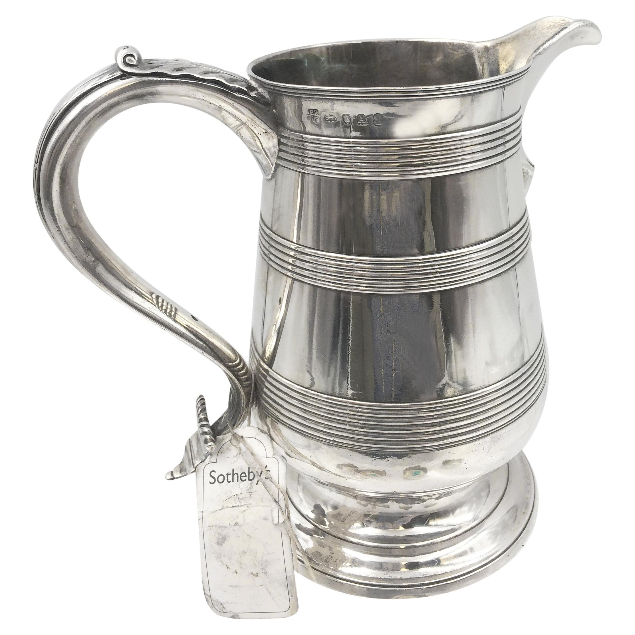 Bateman 1796 English Sterling Silver Spouted Beer Jug Pitcher Sold at Sotheby's