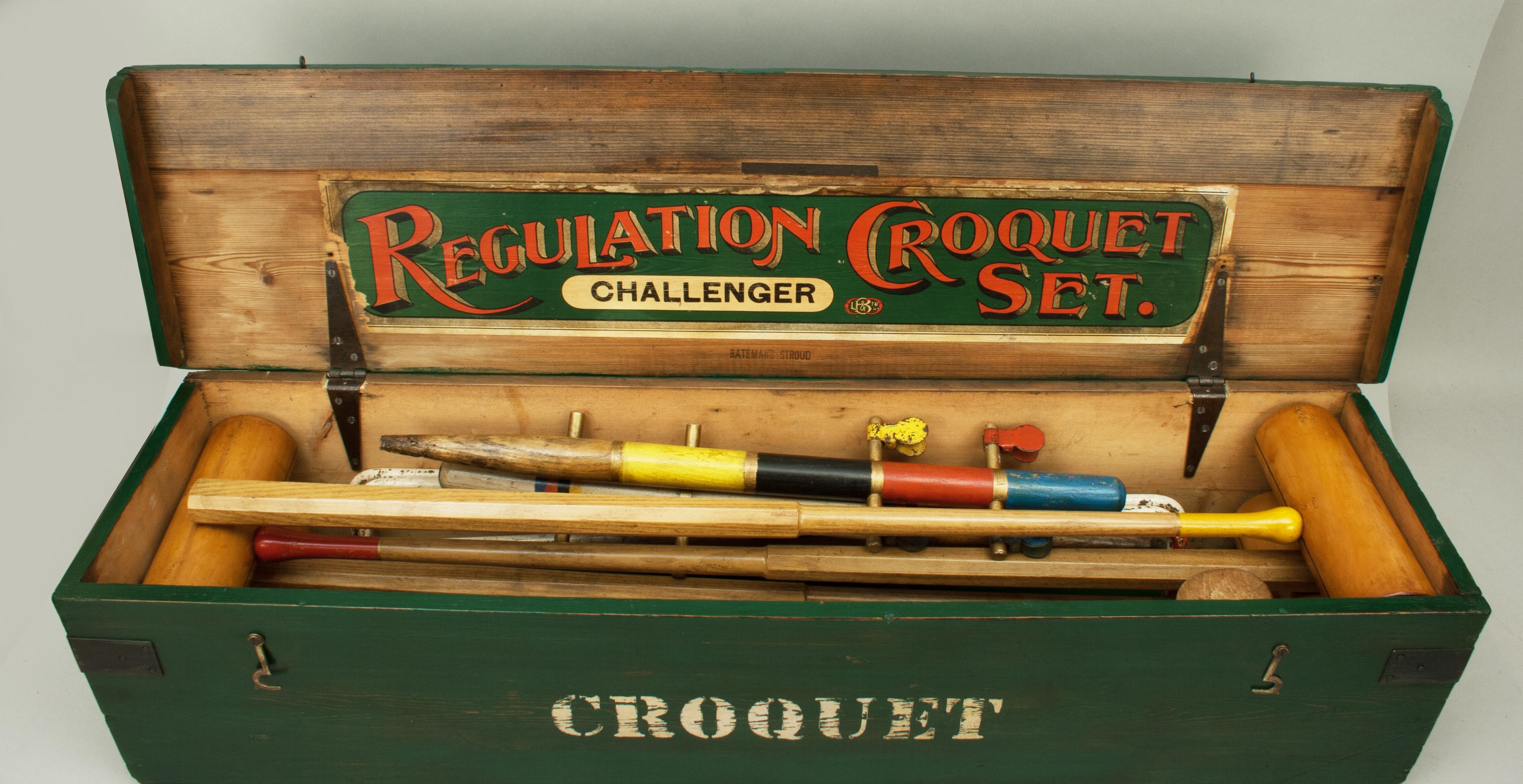 British Bateman Stroud Regulation Croquet Set in Pine Box