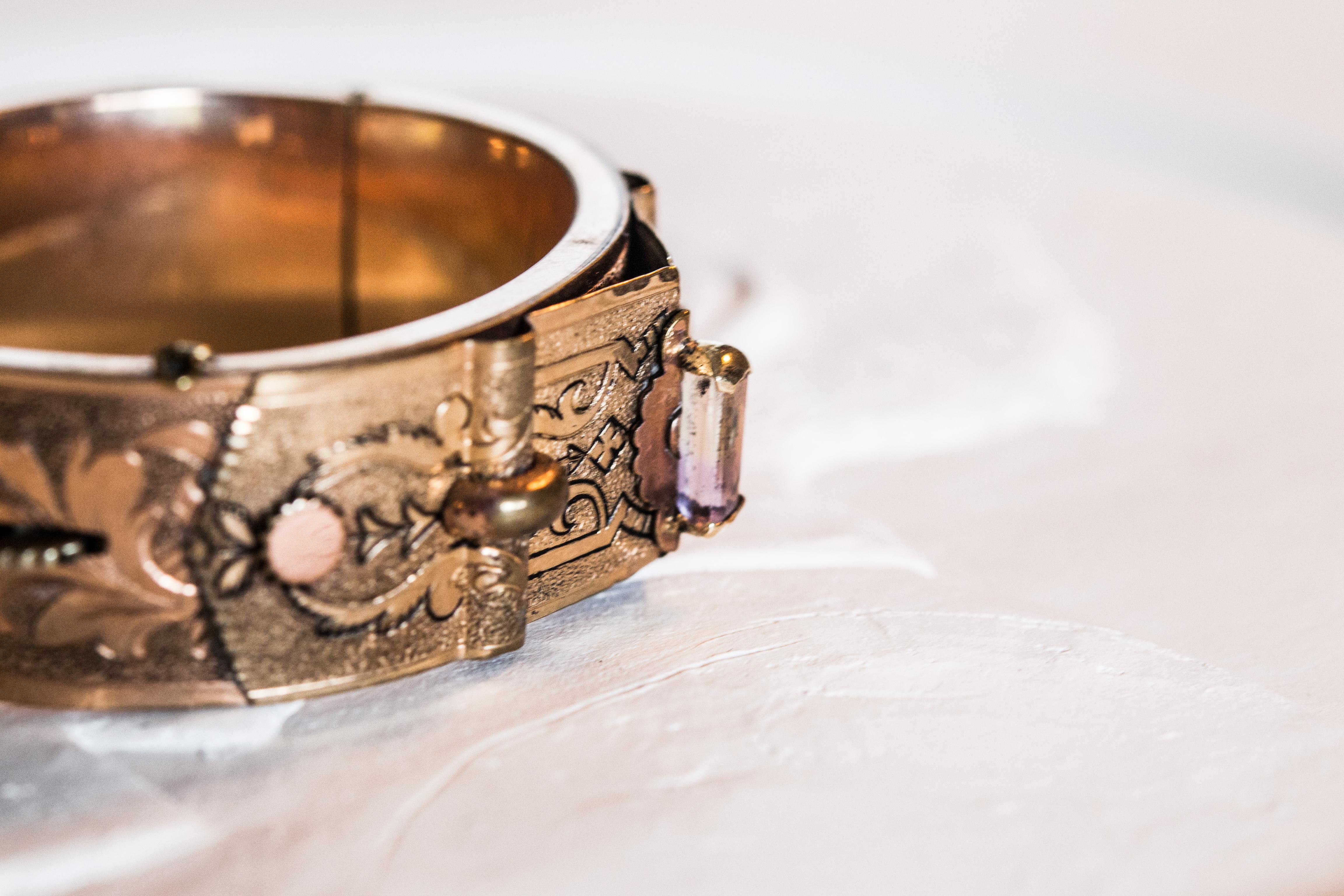 Bates and Bacon 10k Gold Cuff with Ametrine 14k Gold Capped Baguette  (Belle Époque) im Angebot
