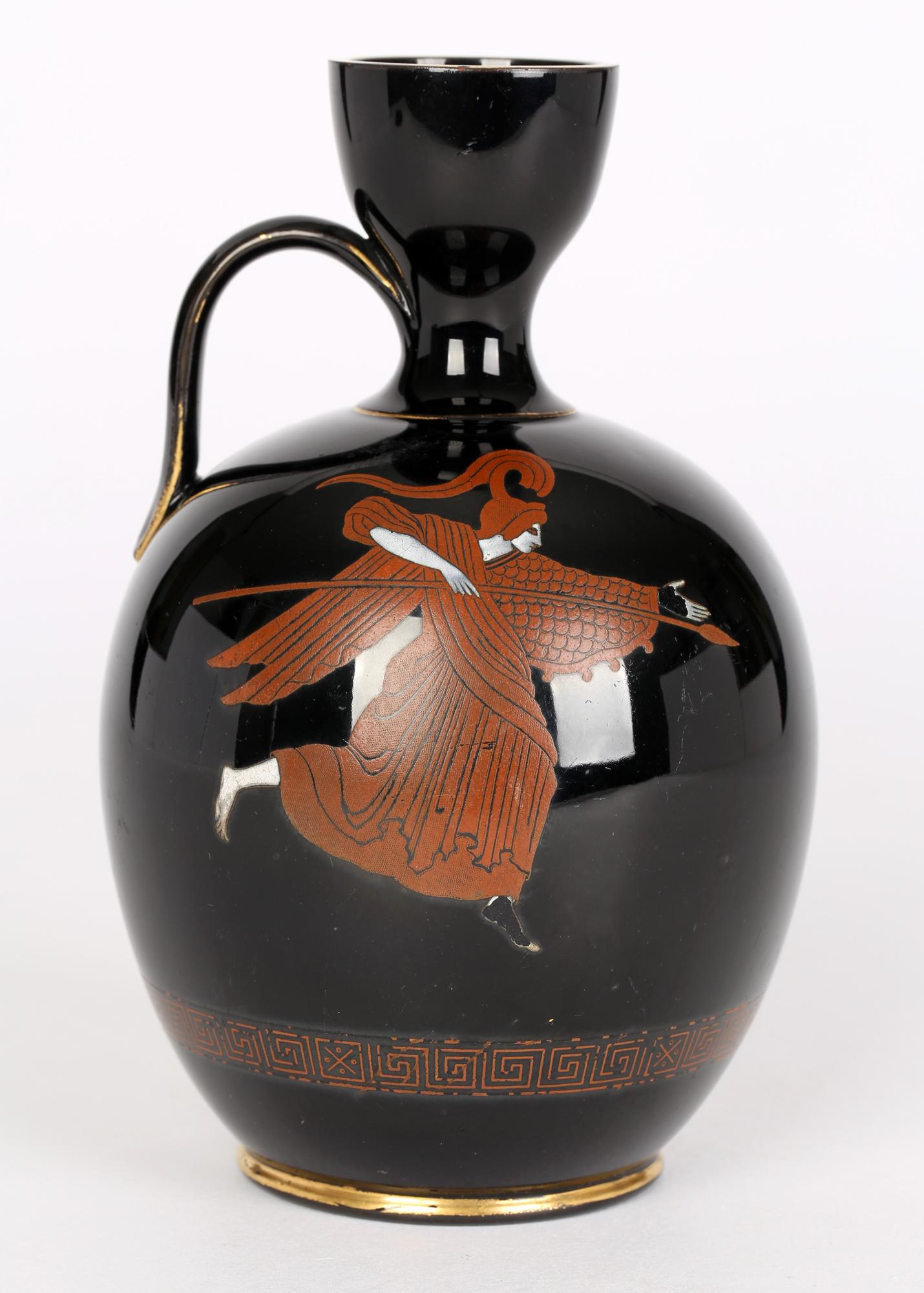 Glazed Bates Brown-Westhead & Moore Mercury & Minerva Greek Revival Pottery Vase