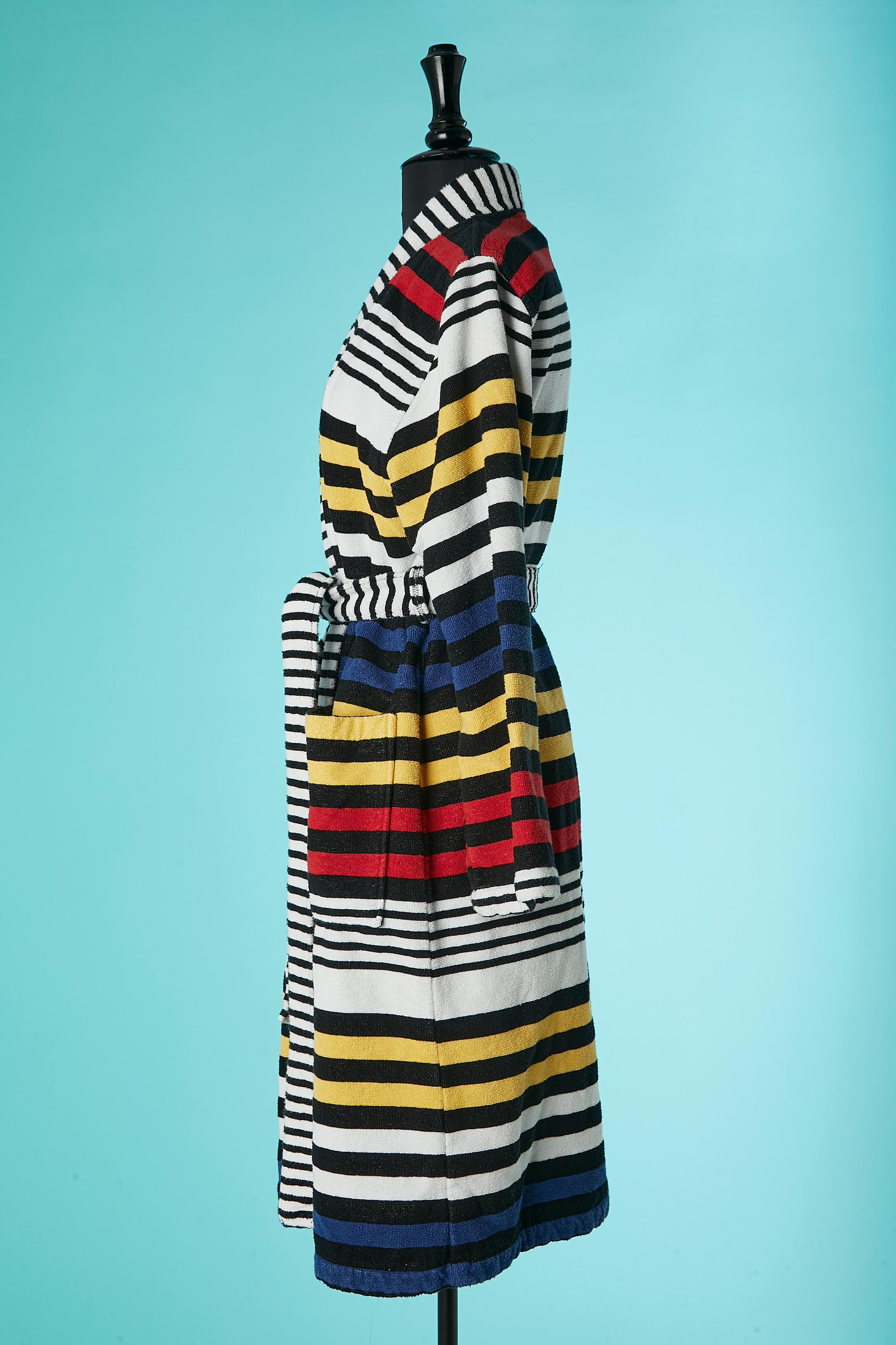 Women's or Men's Bath Robe in cotton with stripes pattern Sonia Rykiel Circa 1990's  For Sale