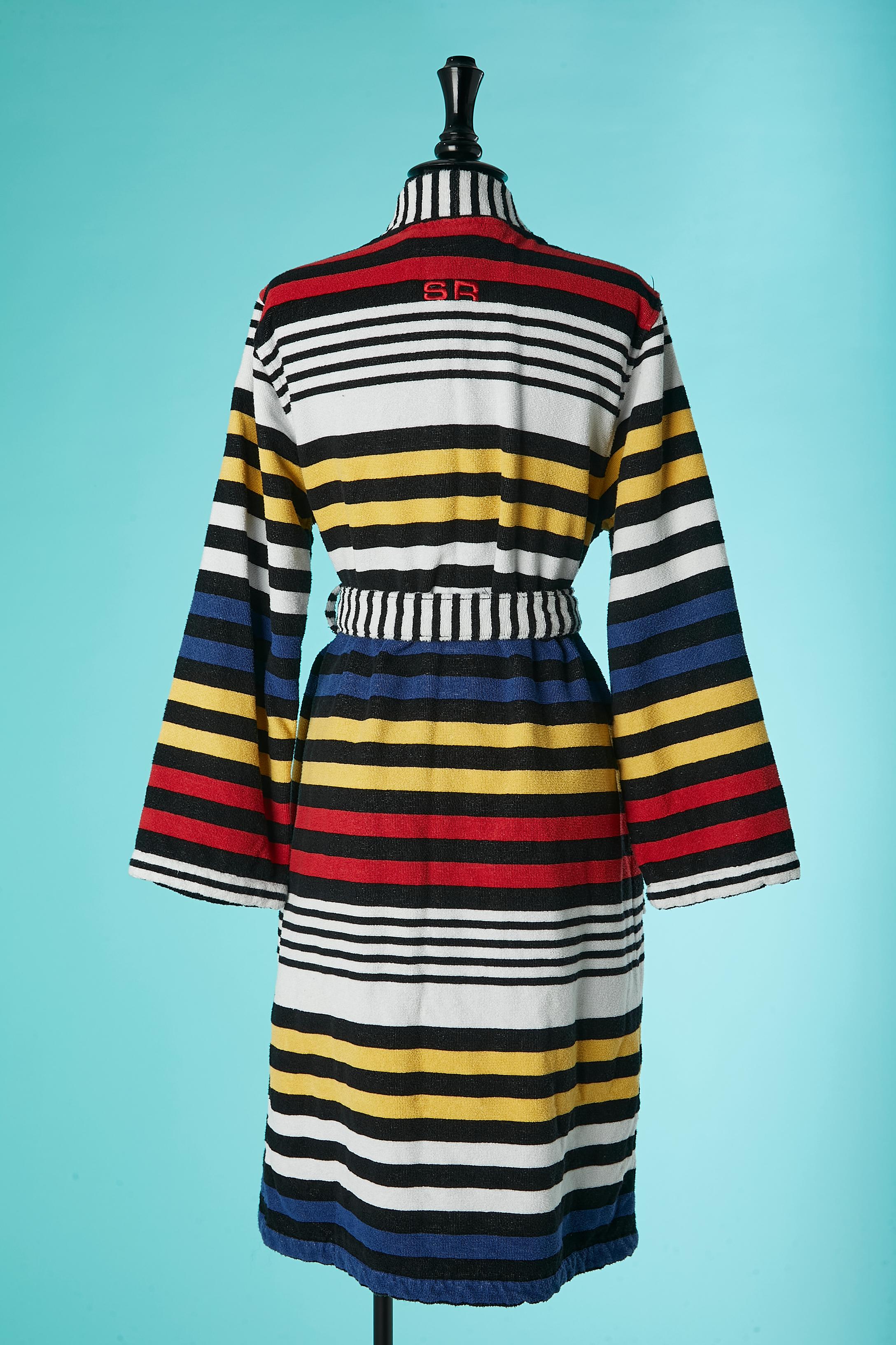 Bath Robe in cotton with stripes pattern Sonia Rykiel Circa 1990's  For Sale 1