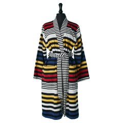 Bath Robe in cotton with stripes pattern Sonia Rykiel Circa 1990's 
