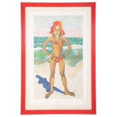 "Bather in Red Hat" Lithograph by American Artist Alice Neel