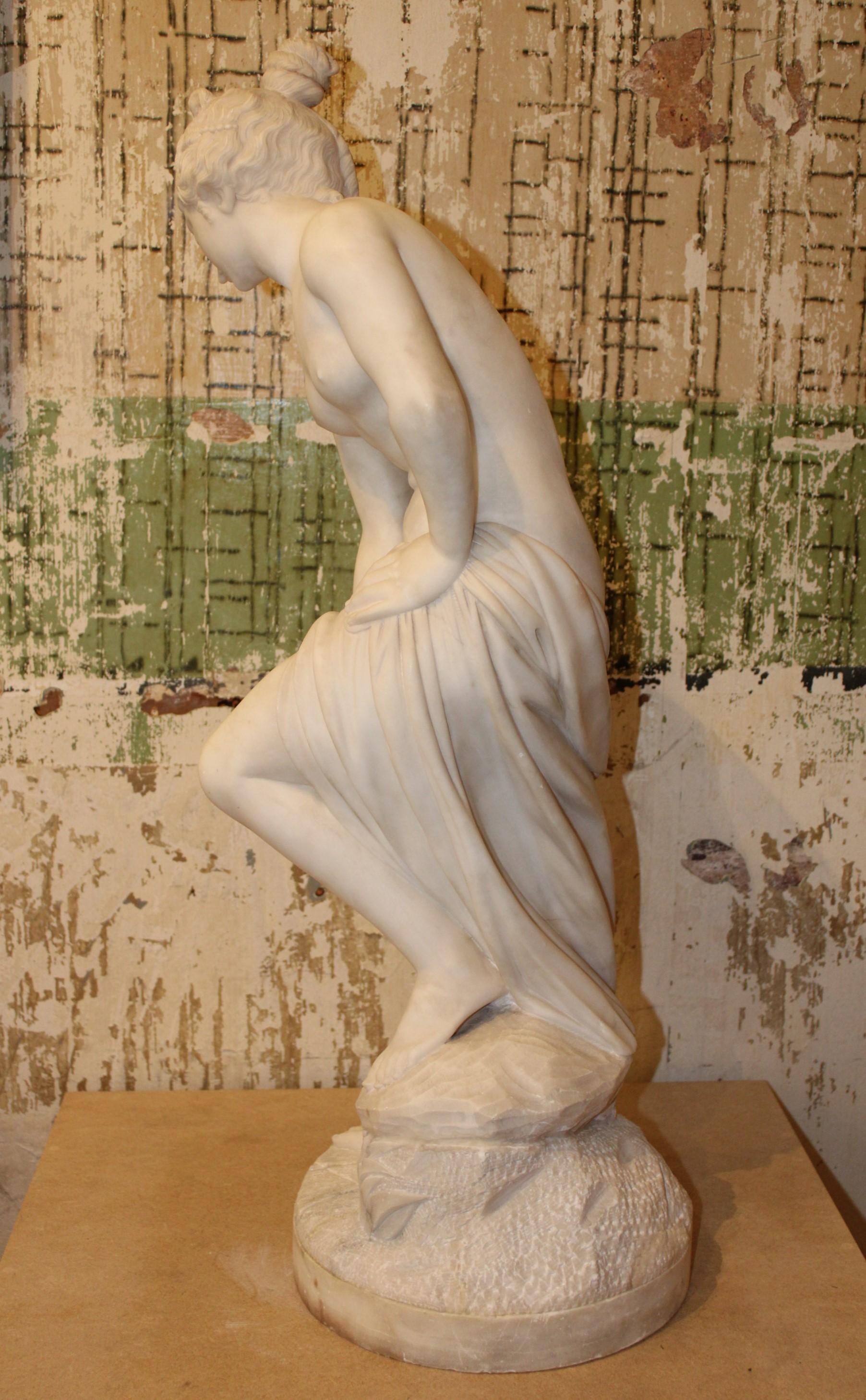 Bather Sculpture in White Carrara Marble For Sale 4
