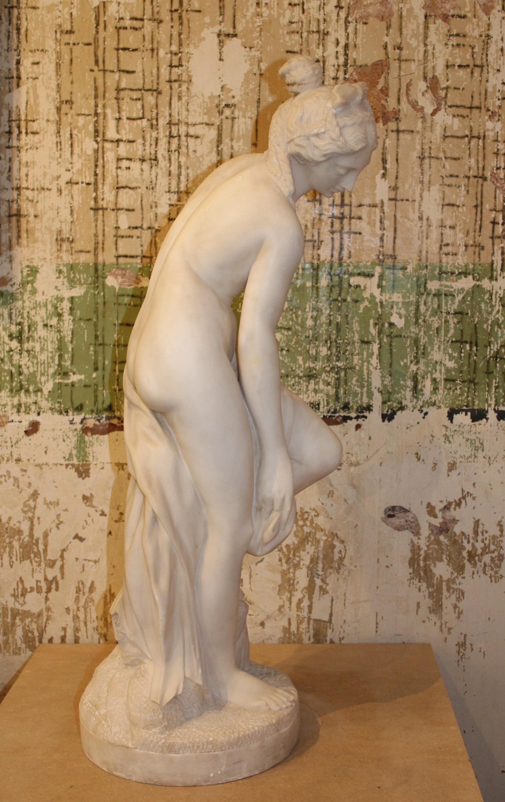 Bather Sculpture in White Carrara Marble For Sale 6