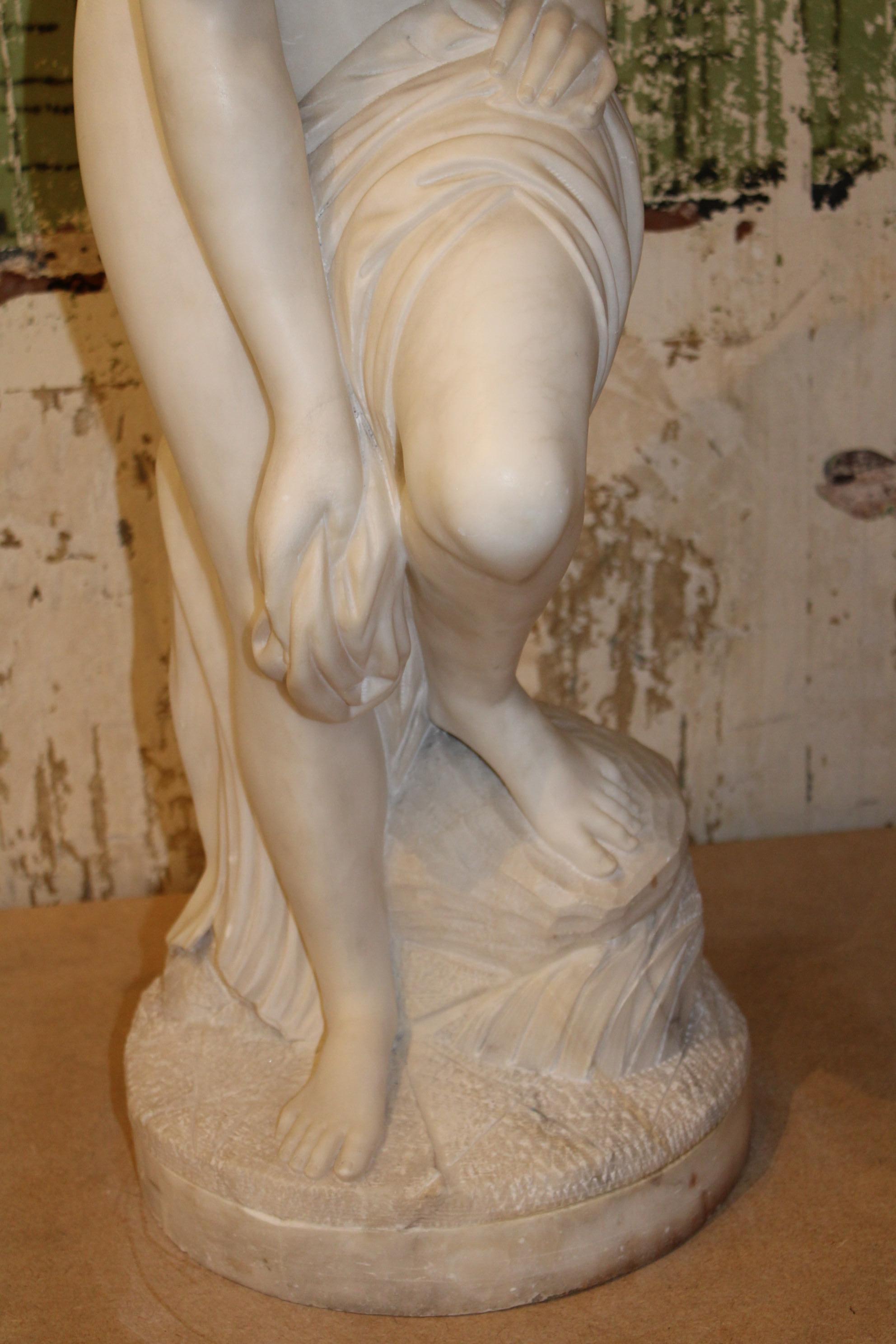 Bather Sculpture in White Carrara Marble For Sale 11