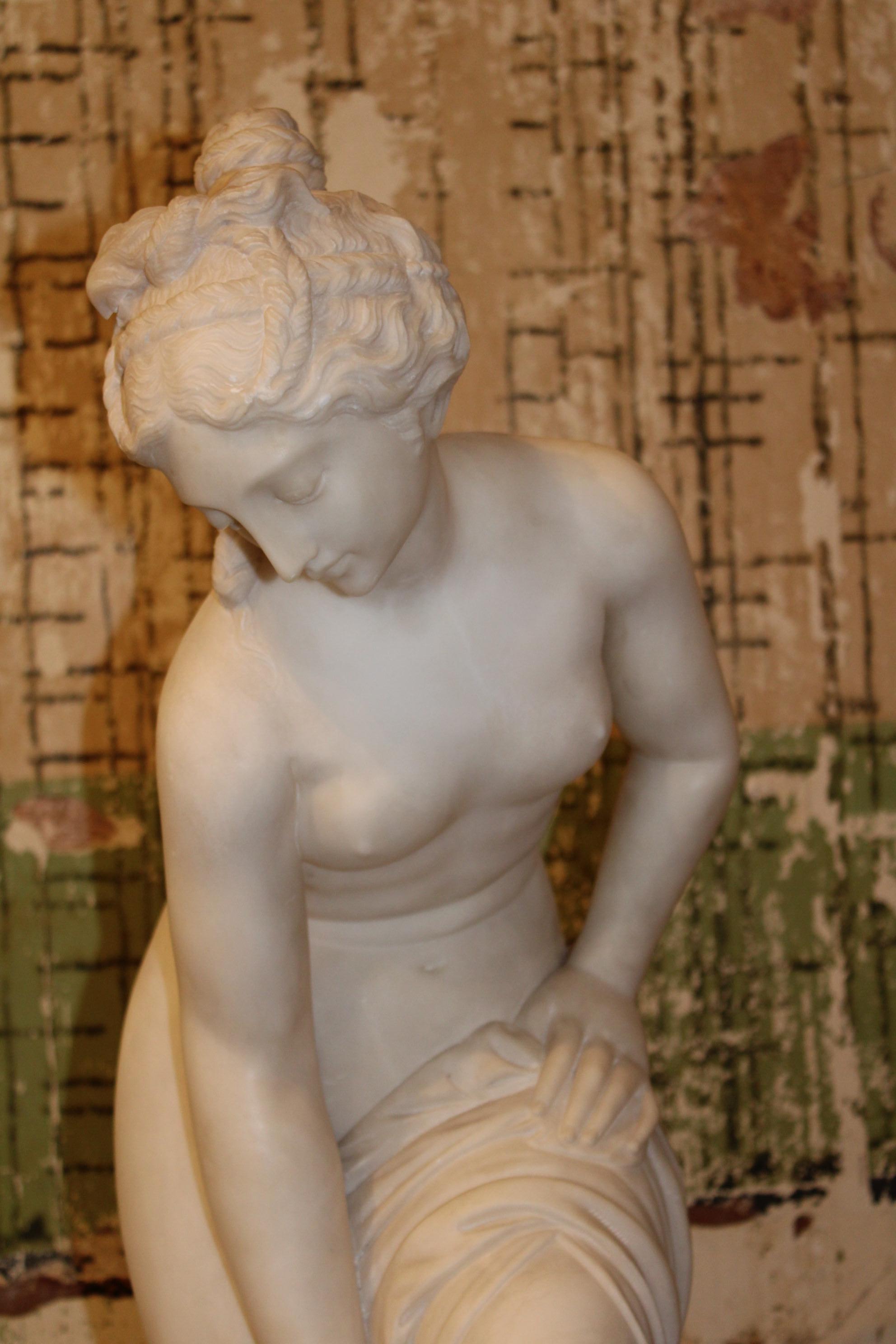 Bather Sculpture in White Carrara Marble For Sale 12