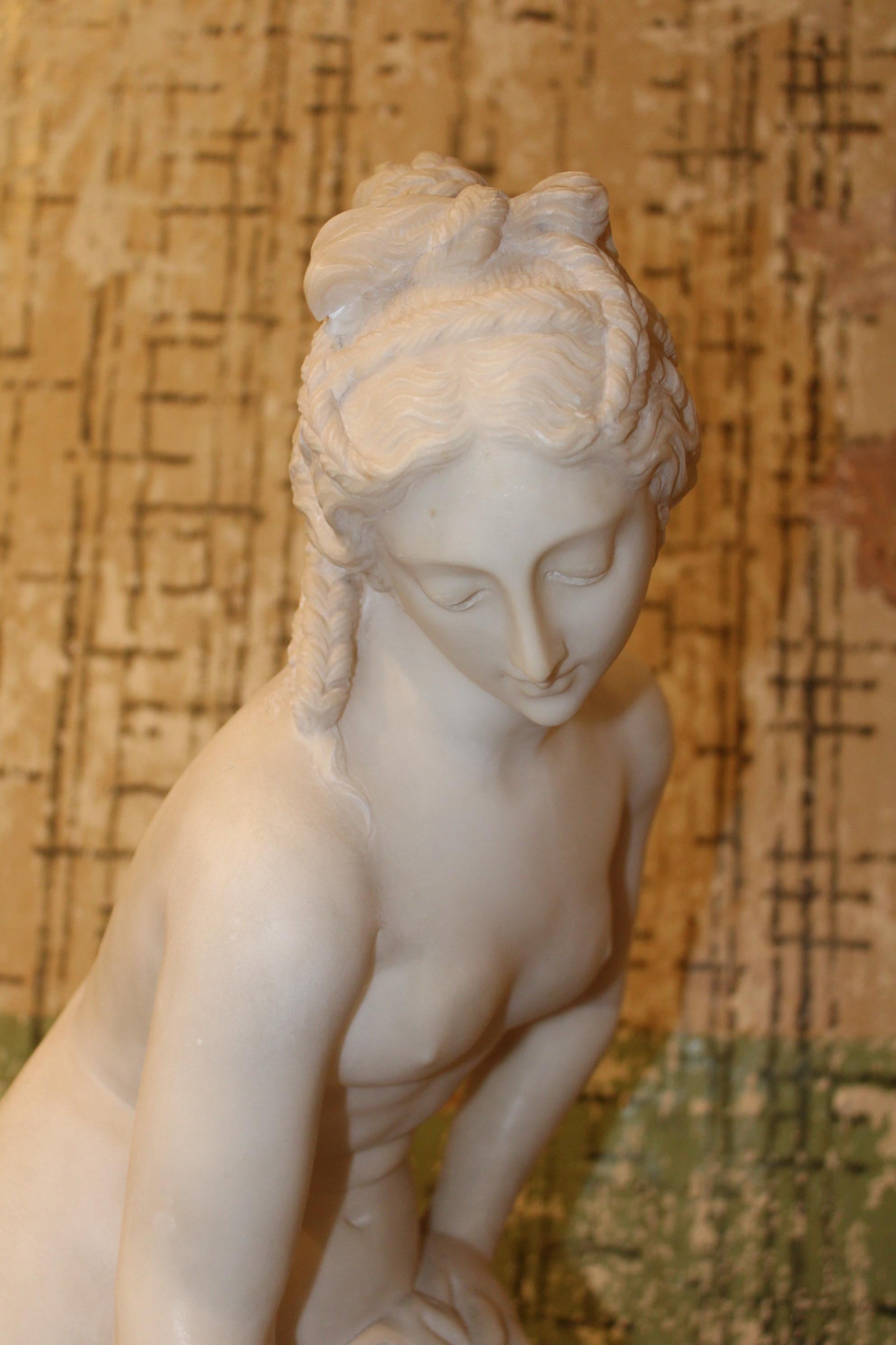 Bather Sculpture in White Carrara Marble For Sale 1