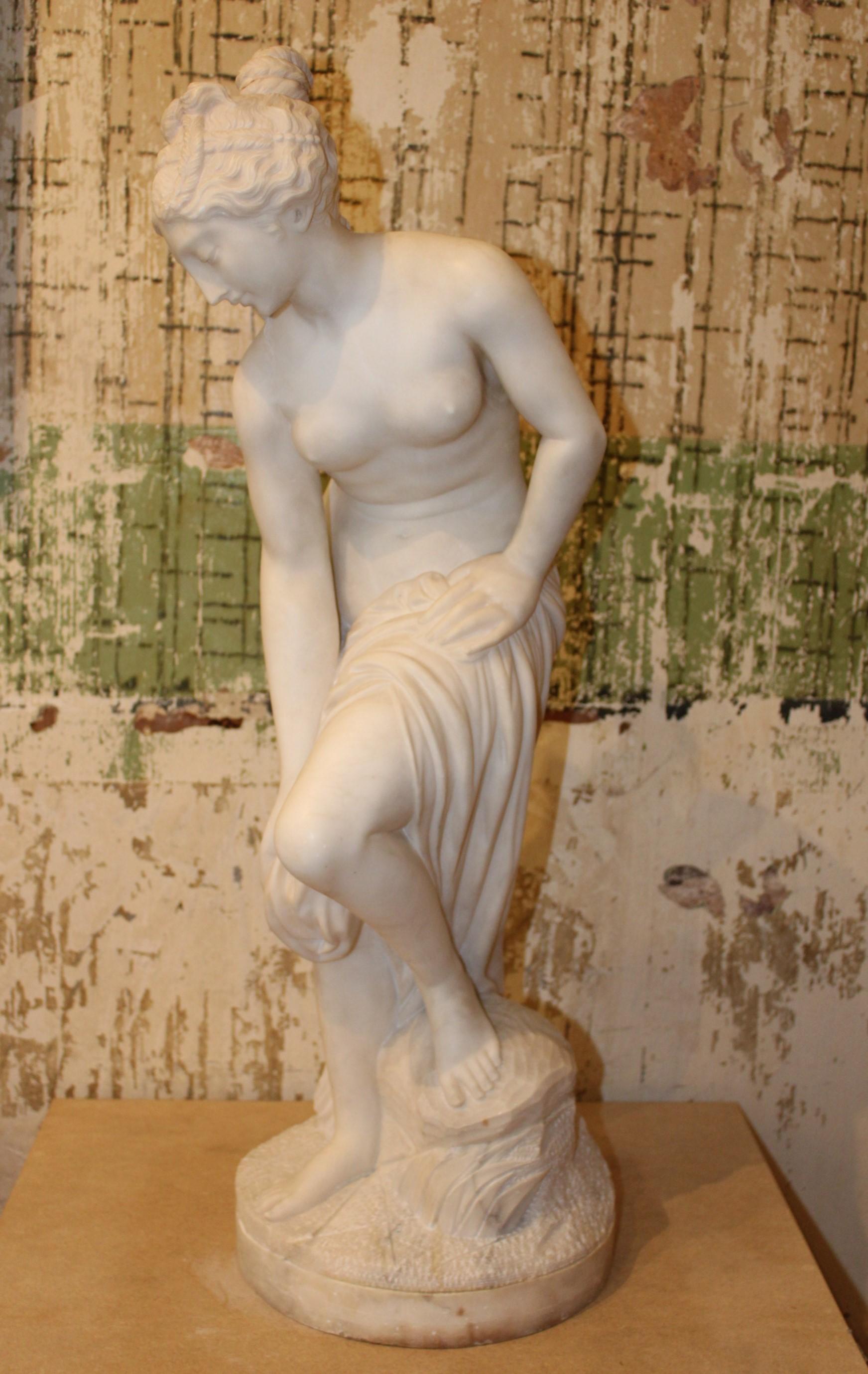 Bather Sculpture in White Carrara Marble For Sale 2
