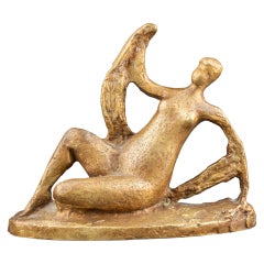 "Bather with a veil" ; Mid century modern modoré patinated bronze C.1950