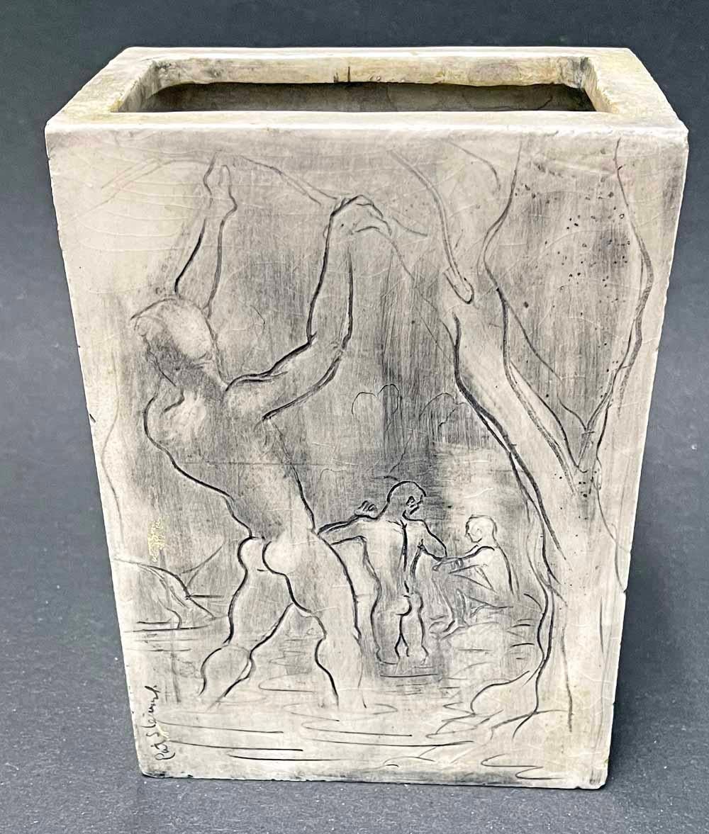 Mid-Century Modern Vase « Breasts at Laguna Beach », très rare avec des figures masculines nues, vers 1951-52 en vente