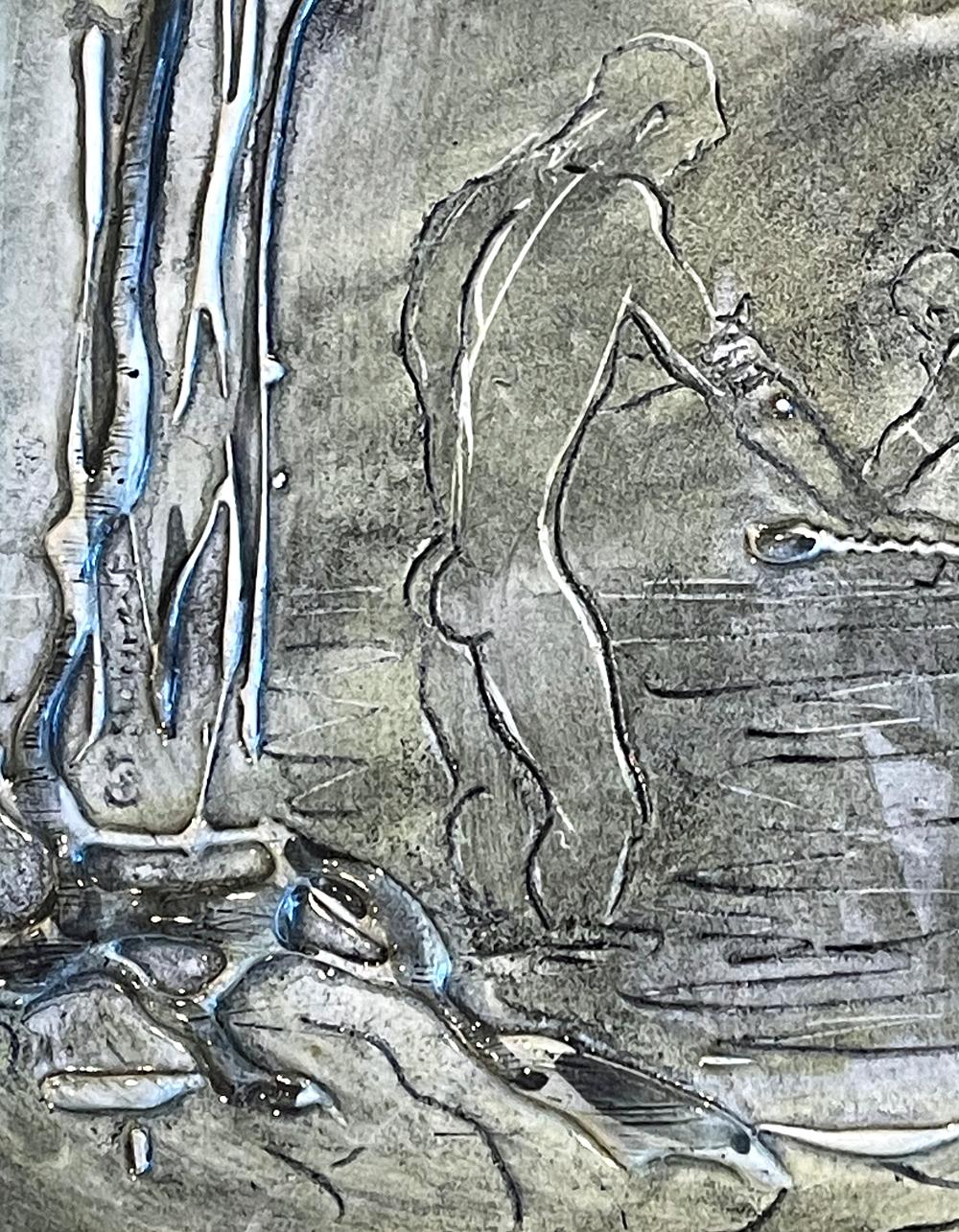 Mid-Century Modern « Breasts in the Marsh », plat du milieu du siècle avec nus masculins le long de la côte de la Laguna en vente
