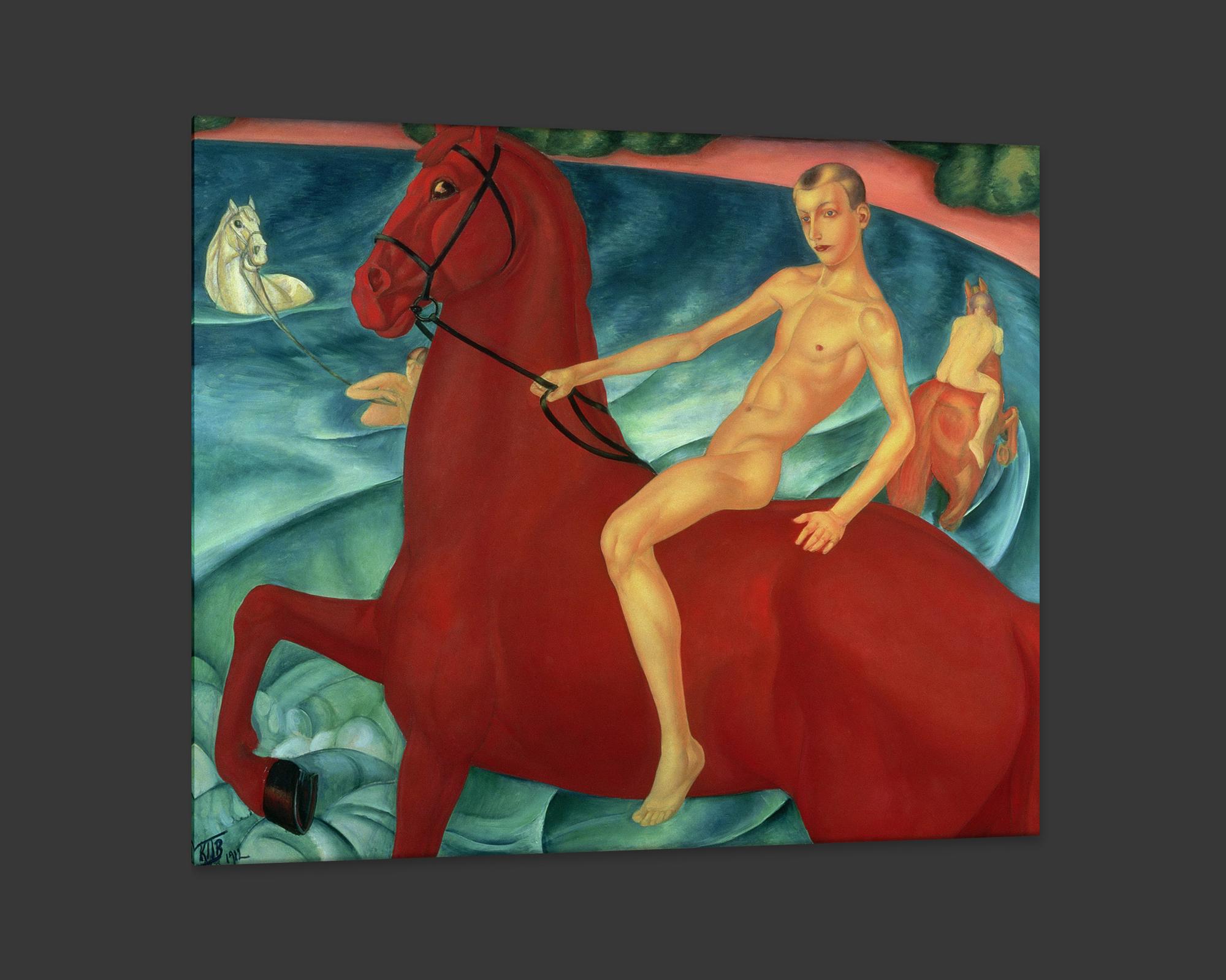 Russian Bathing the Red Horse, After Expressionist Artist Kuzma Petrov-Vodkin For Sale