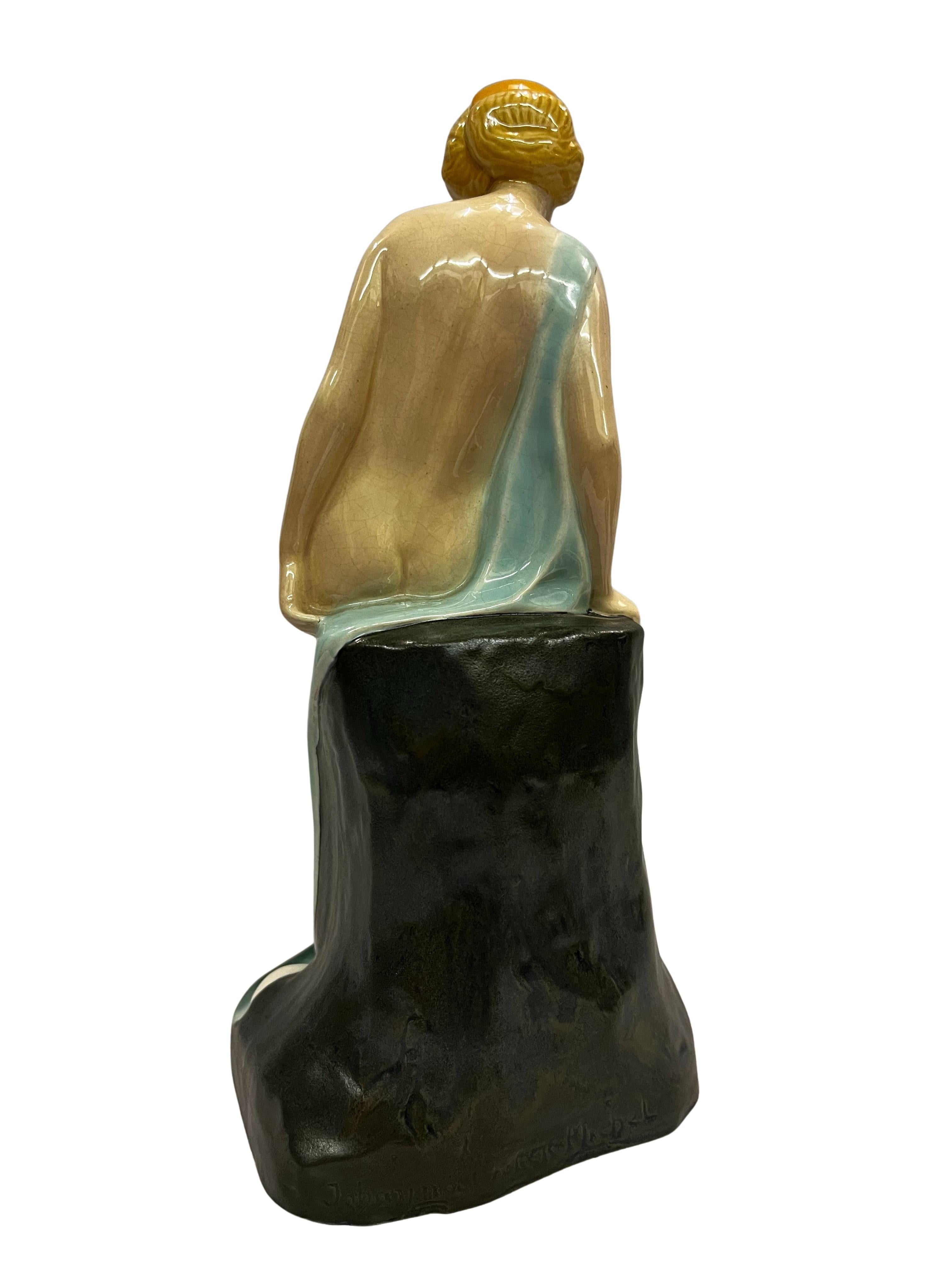 Jugendstil Bathing woman figure, Wiener Kunstkeramische Werkstätte, ceramics, 1915, Vienna For Sale