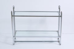 Bathroom 2-Tier Shelf and Towel Bar, Chrome Plated Brass & Glass Shelves