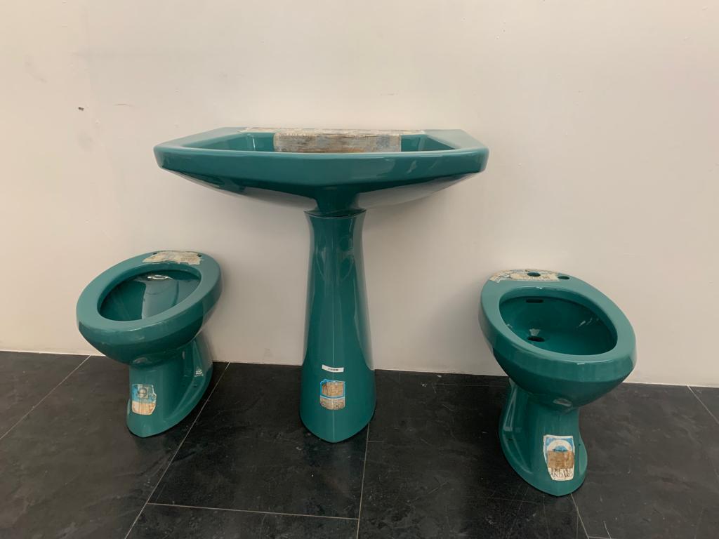 Ceramic Bathroom Fixtures by Gio Ponti for Ideal Standard, 1950s, Color, Cliff Green