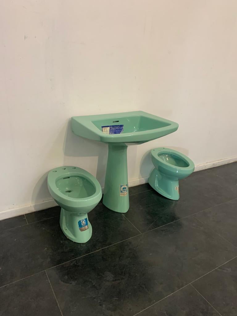 Italian Bathroom Fixtures by Gio Ponti for Ideal Standard, 1950s, sea green colour